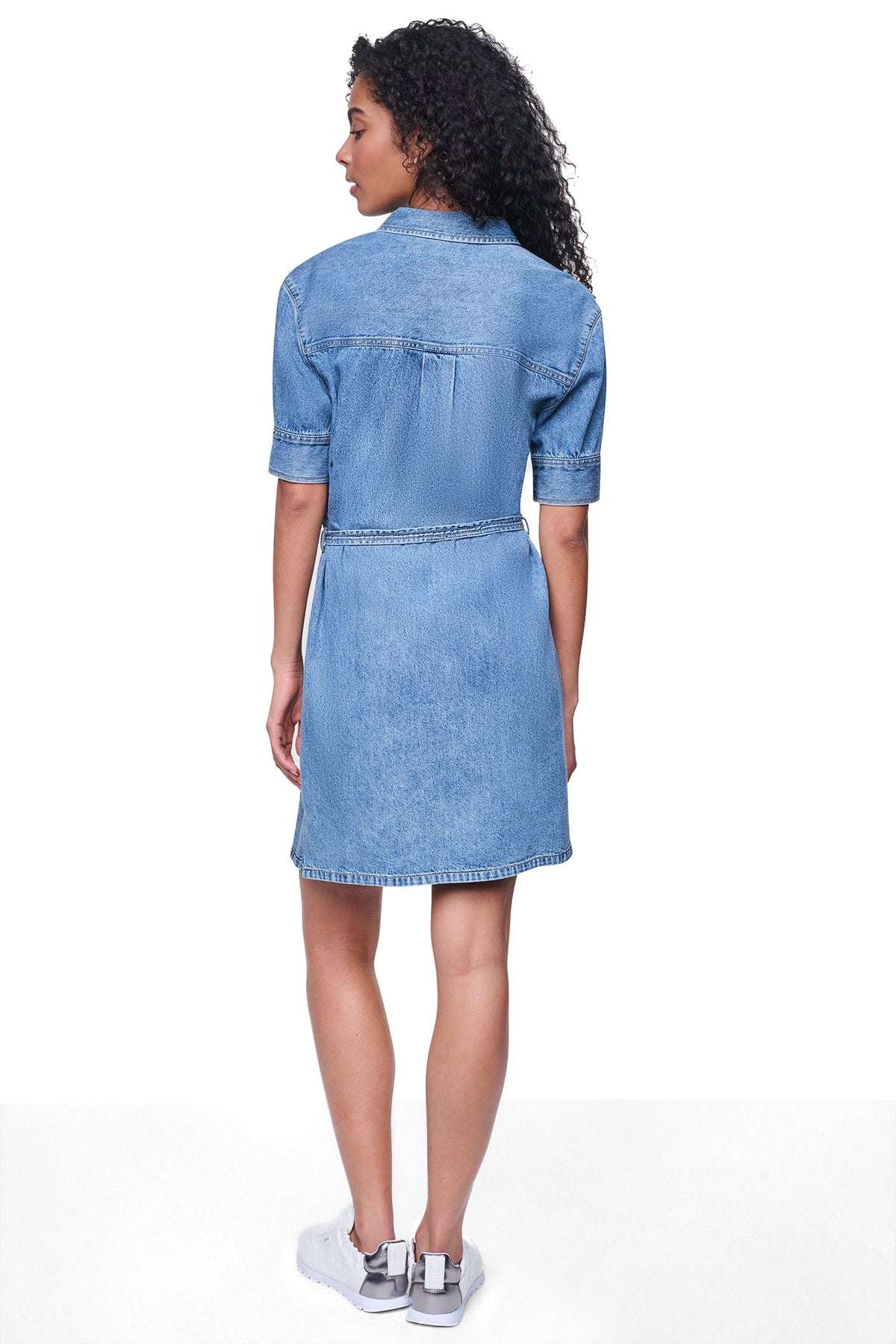 DENIM BUTTON-FRONT SHIRT DRESS VIEW 2