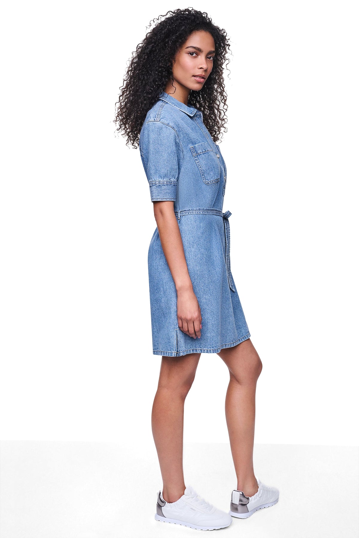 DENIM BUTTON-FRONT SHIRT DRESS VIEW 2