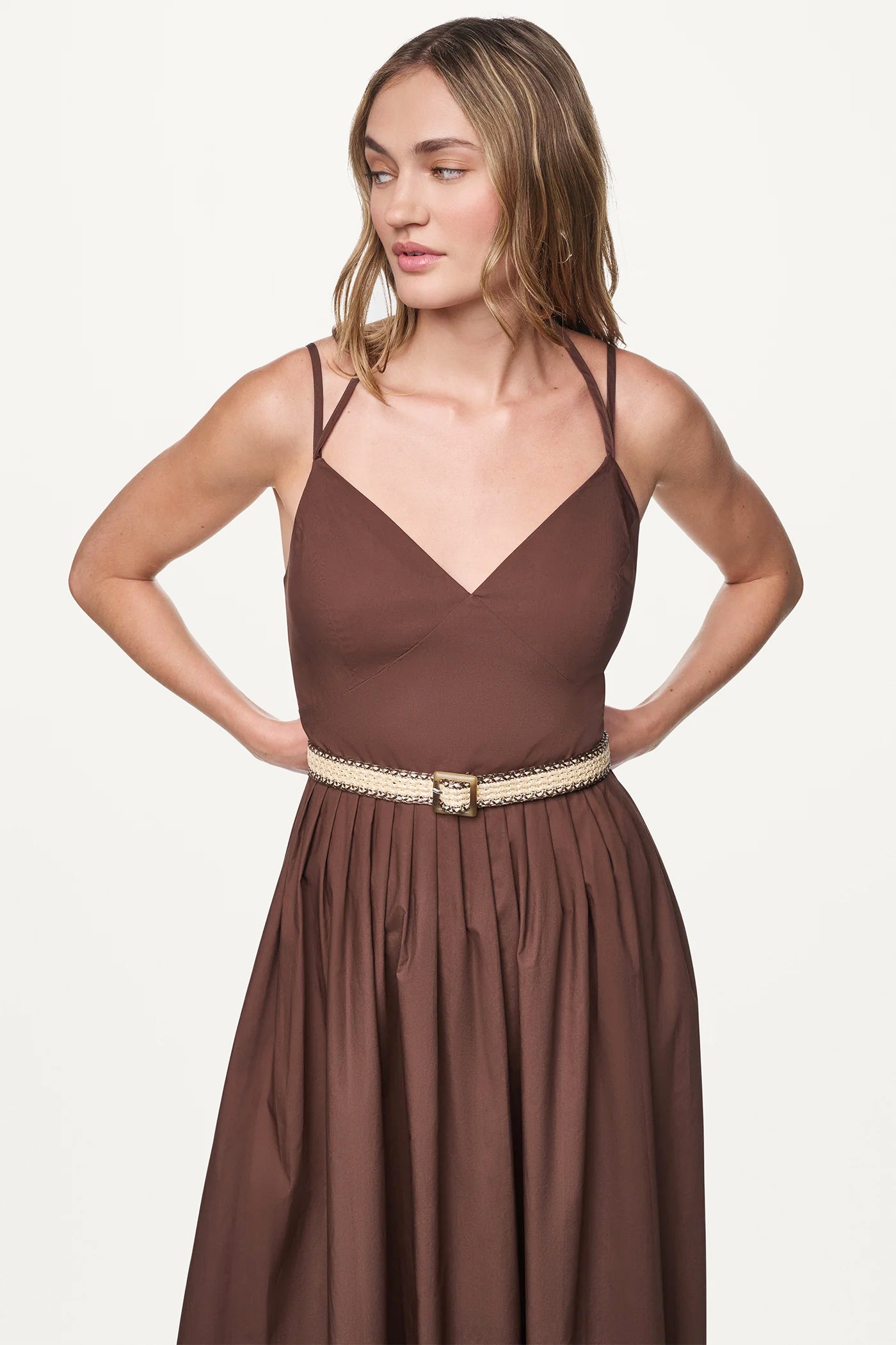 STRAPPY V-NECK MAXI DRESS WITH RAFFIA BELT VIEW 5 | july