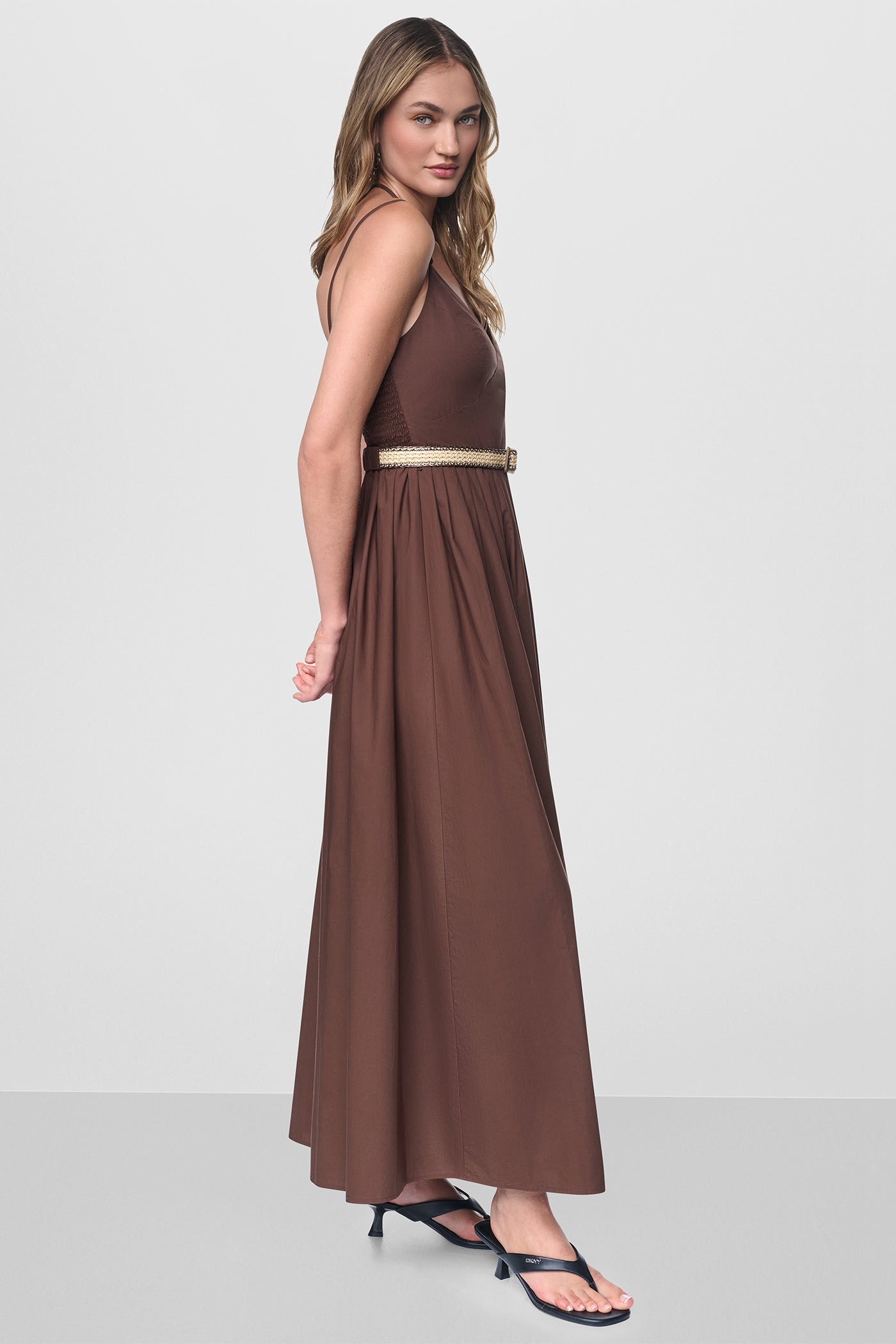 STRAPPY V-NECK MAXI DRESS WITH RAFFIA BELT VIEW 4 | MAXI DRESSES