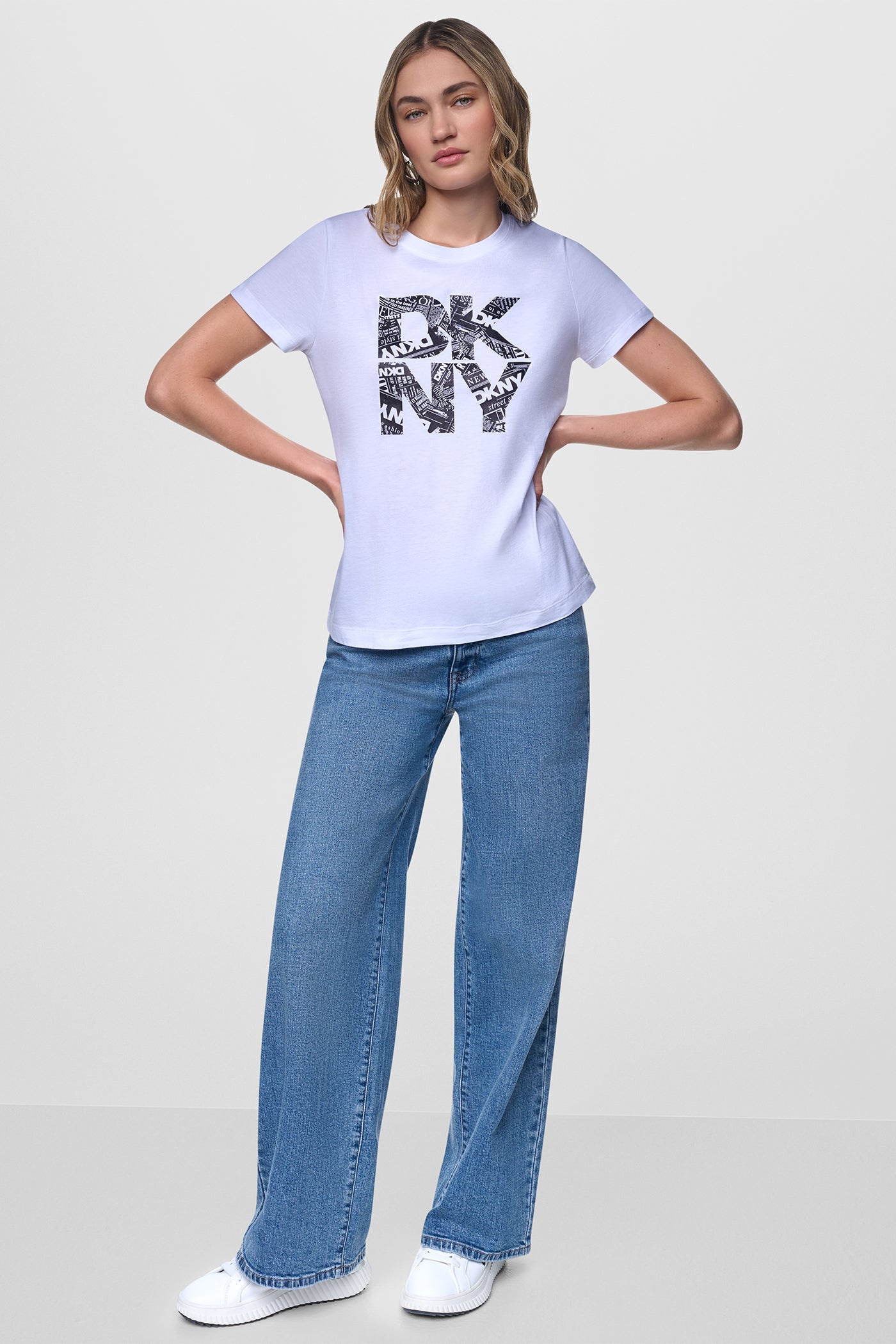 NEWSPRINT DKNY STACKED LOGO TEE VIEW 6 | Tees & Tanks