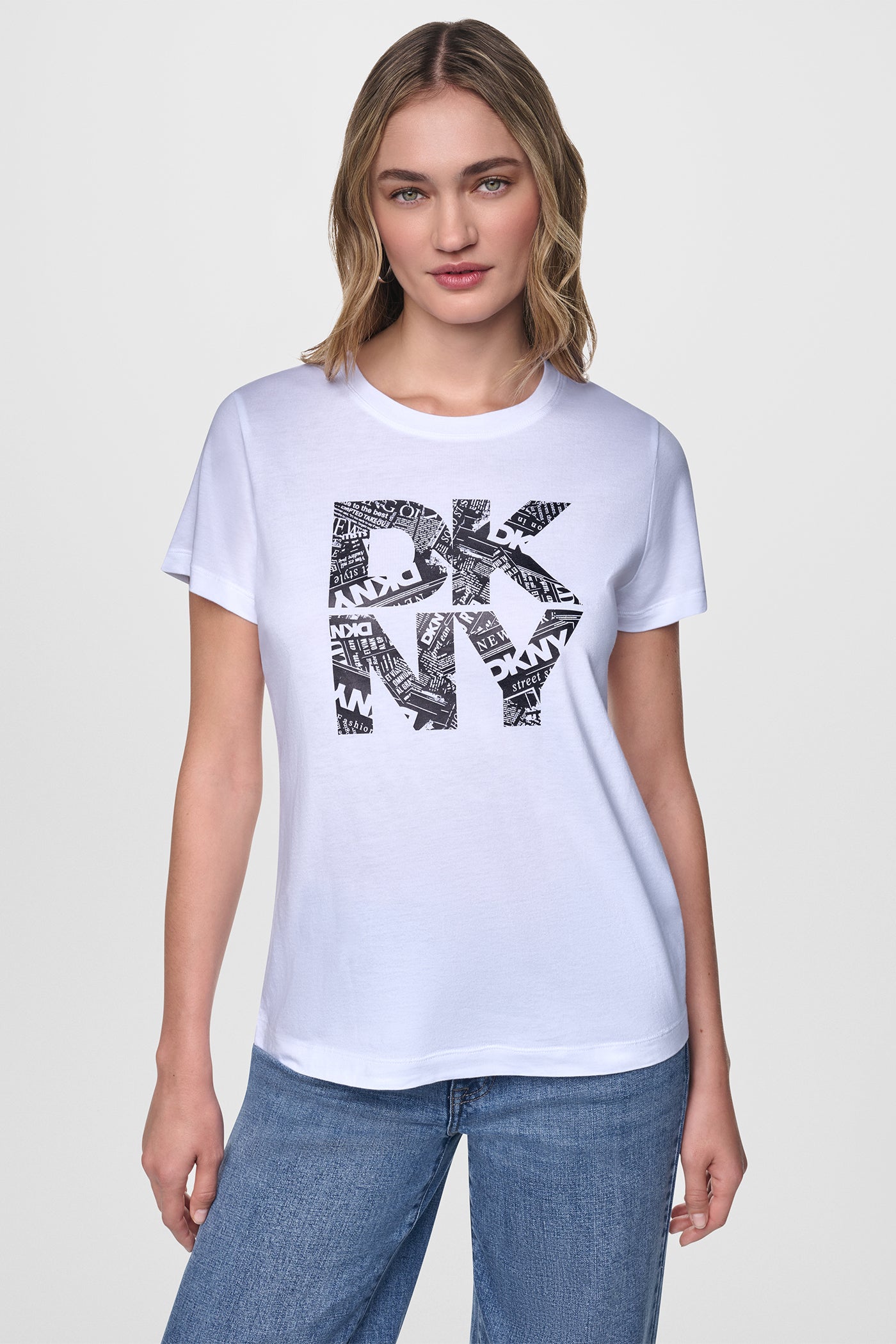 NEWSPRINT DKNY STACKED LOGO TEE VIEW 5 | Tees & Tanks