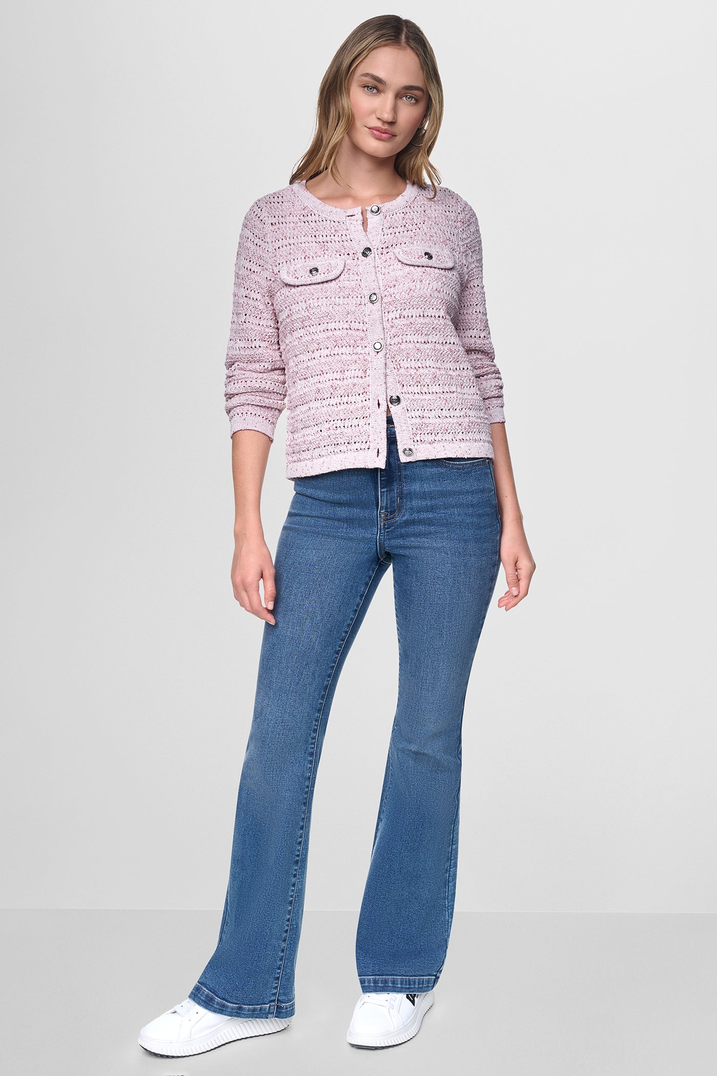 OPEN STITCH MARLED KNIT CARDIGAN VIEW 5 | WOMEN'S SWEATERS & TOPS