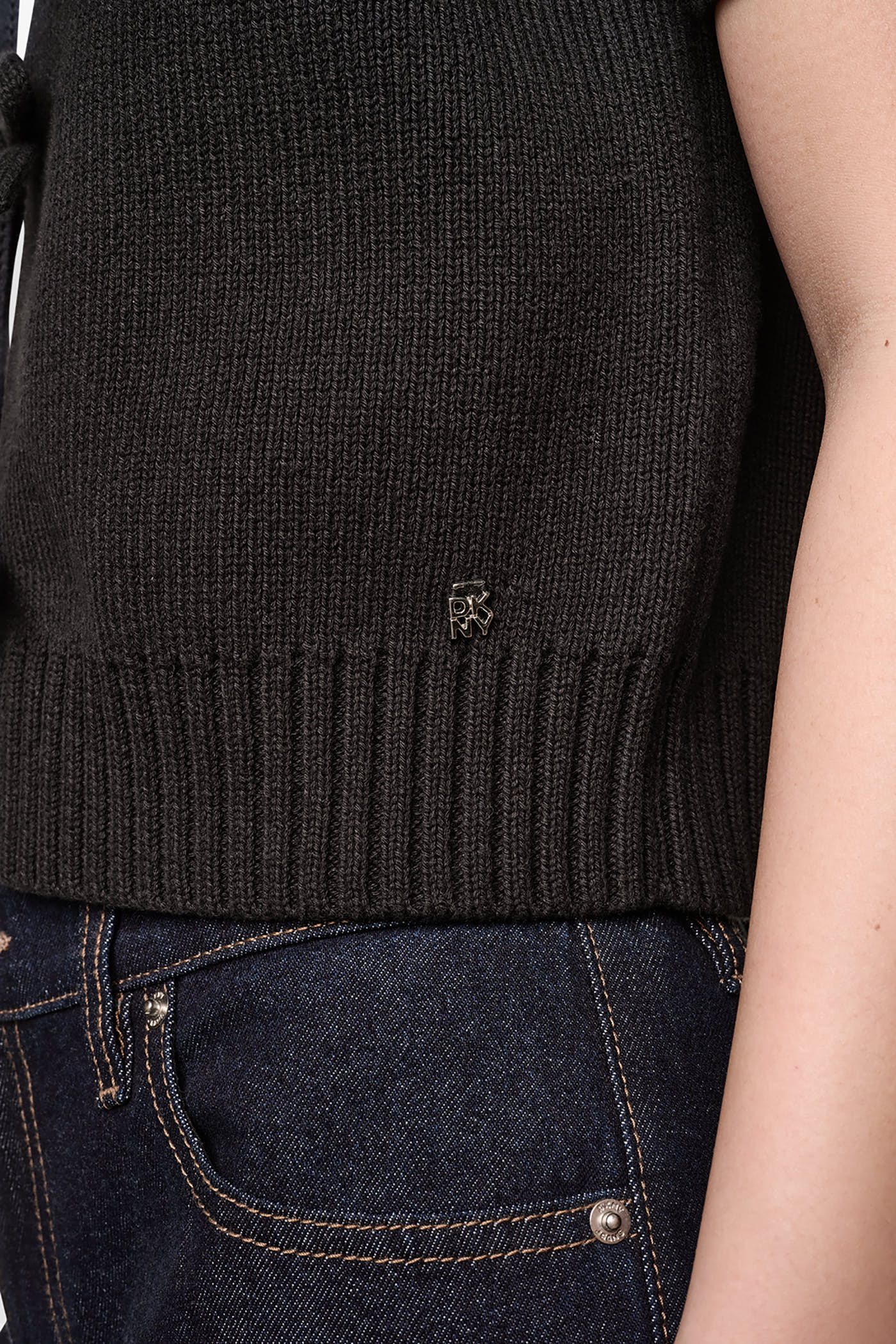 SHORT SLEEVE TIE FRONT POLO SWEATER VIEW 7 | Holiday Sale
