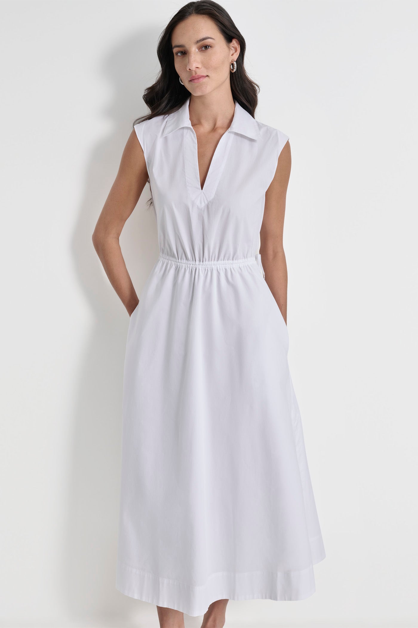 CUTOUT PINSTRIPED MIDI SHIRT DRESS VIEW 4 | SALE DRESSES