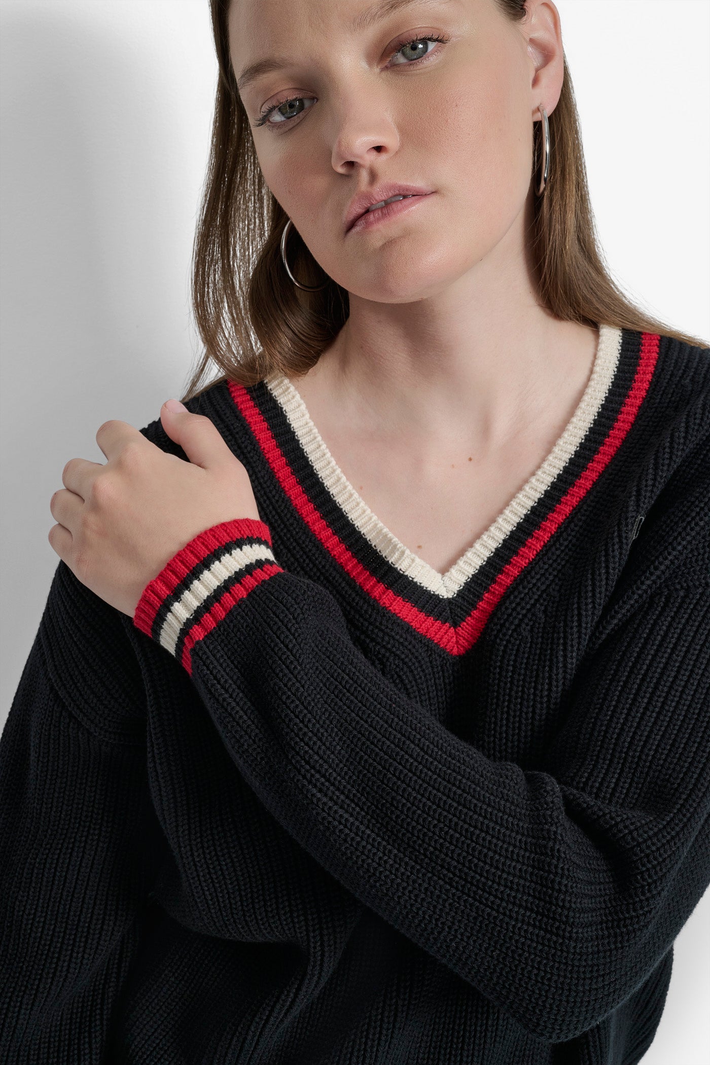 STRIPED LOGO-EMBELLISHED SWEATER VIEW 4 | WOMEN'S SWEATERS & TOPS