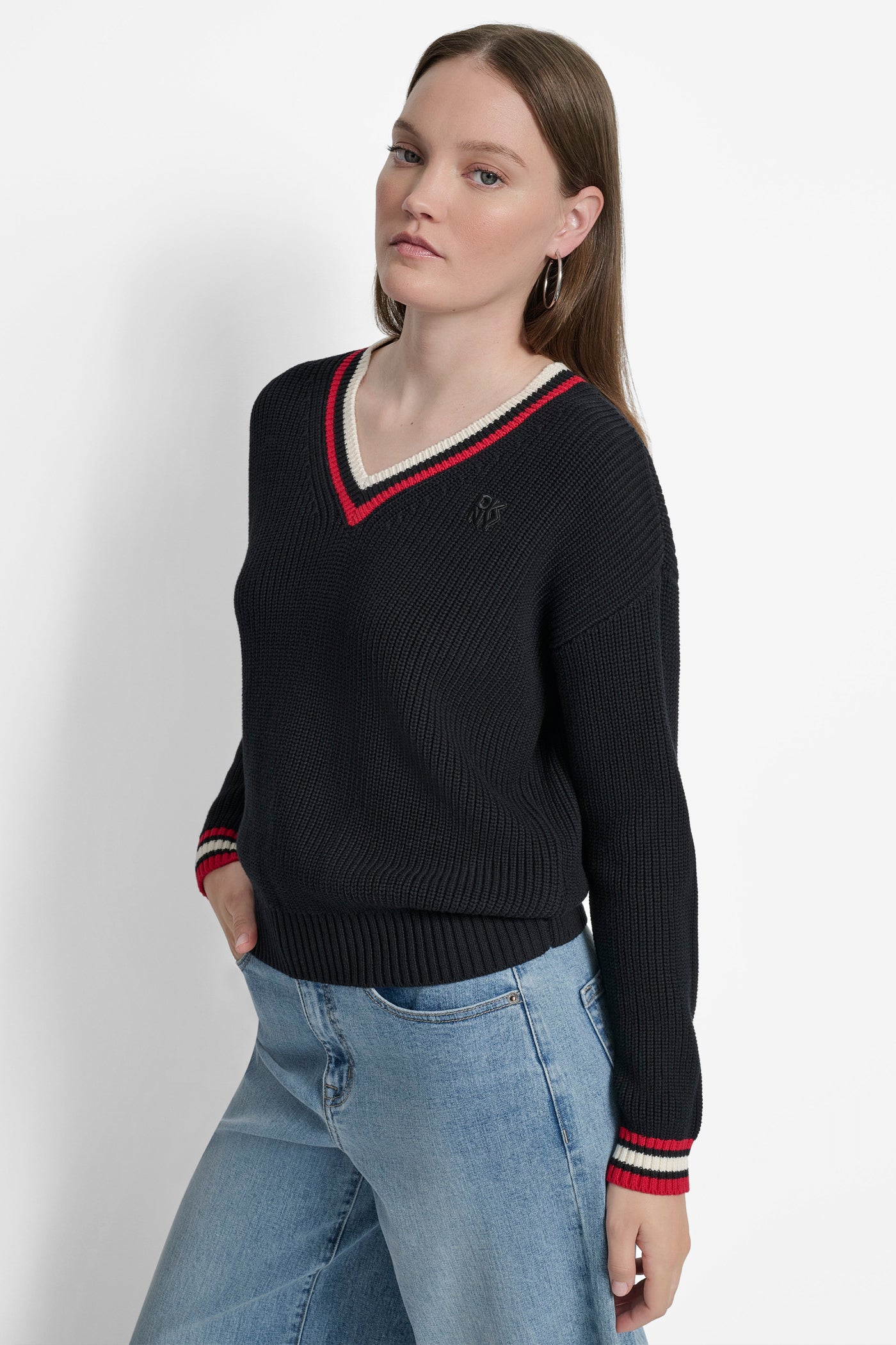STRIPED LOGO-EMBELLISHED SWEATER VIEW 3 | WOMEN'S SWEATERS & TOPS