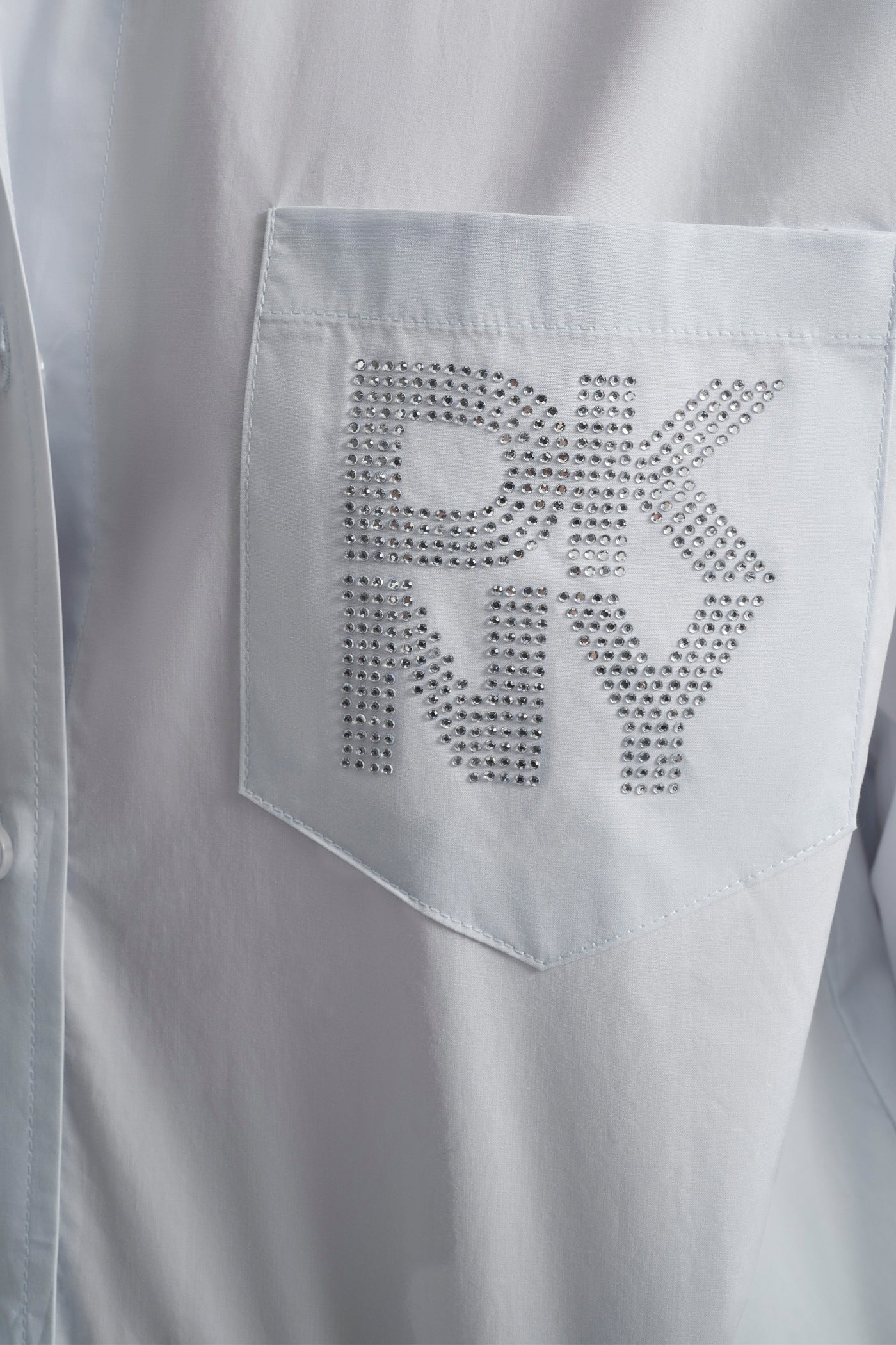 LONG SLEEVE BUTTON FRONT SHIRT WITH CHEST POCKET RHINESTONE LOGO VIEW 5 | 9-5 Edit