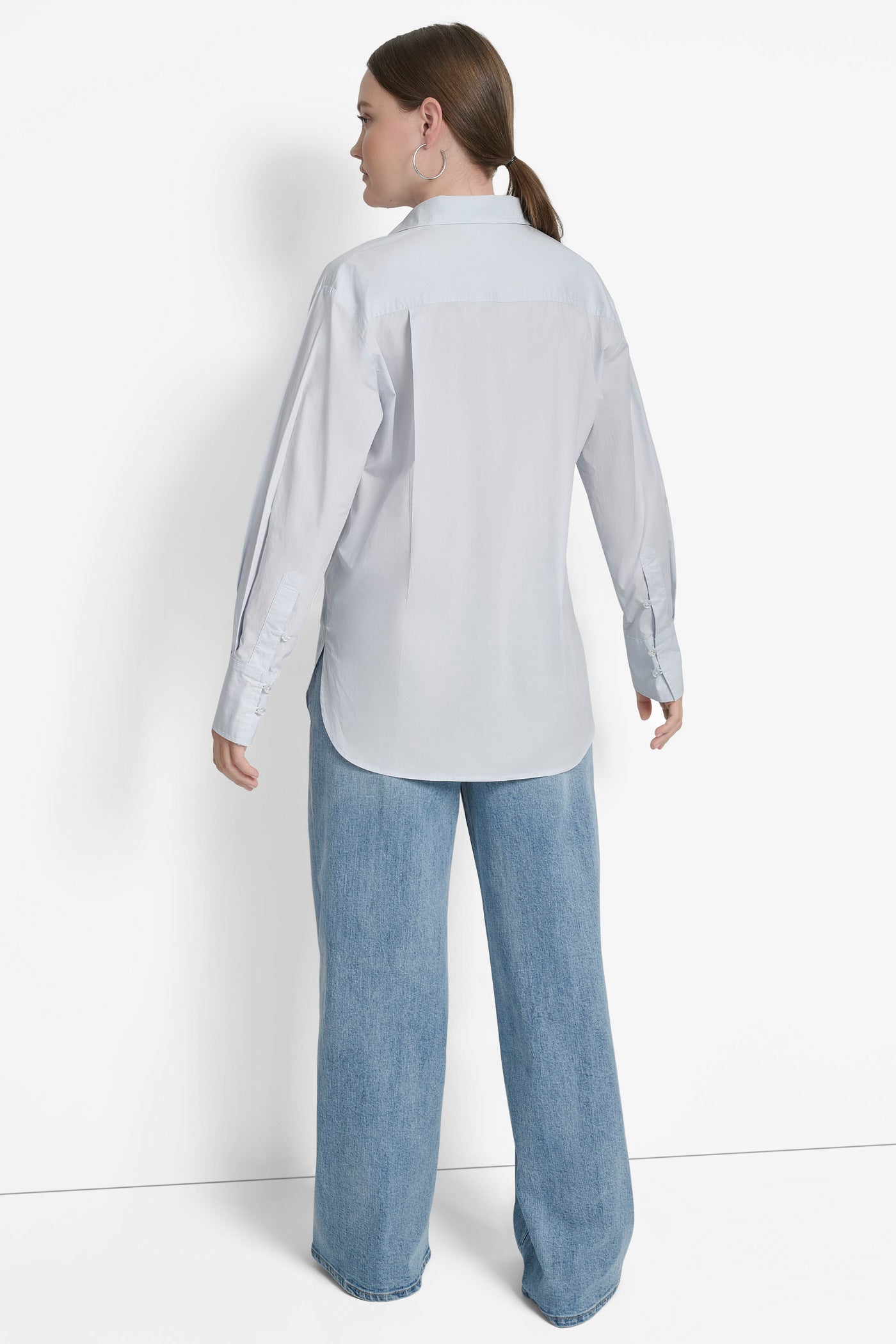 LONG SLEEVE BUTTON FRONT SHIRT WITH CHEST POCKET RHINESTONE LOGO VIEW 8 | 9-5 Edit