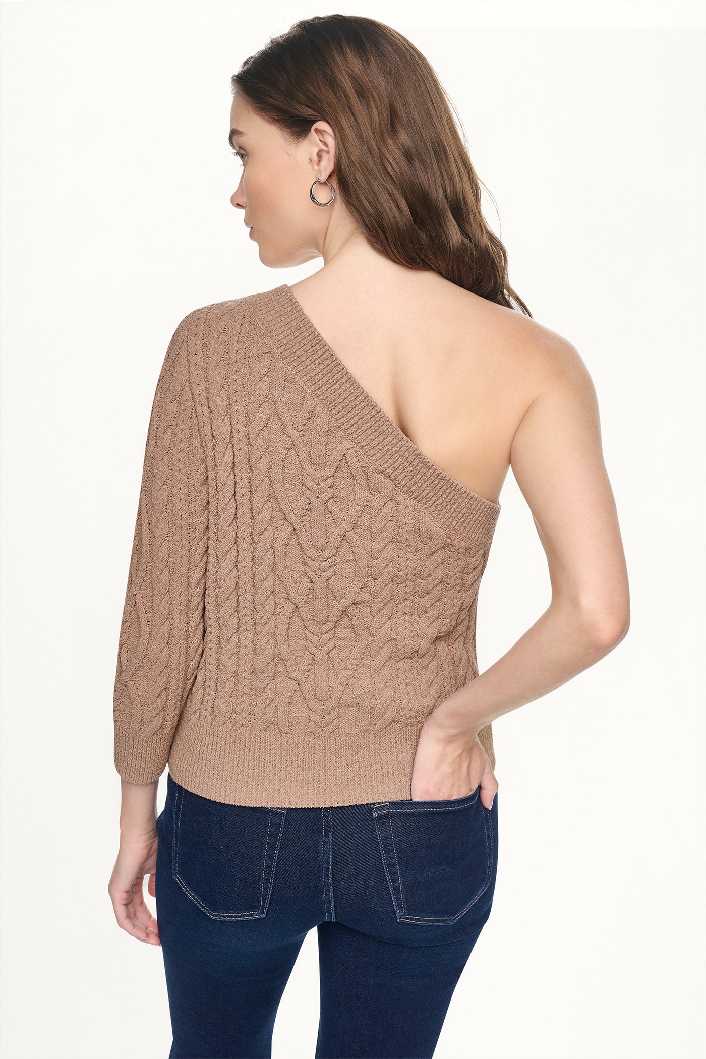 ONE SHOULDER CABLE KNIT SWEATER VIEW 3 | july