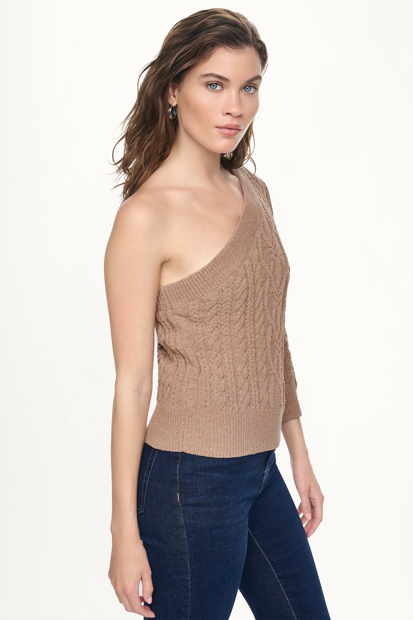 ONE SHOULDER CABLE KNIT SWEATER VIEW 4 | july