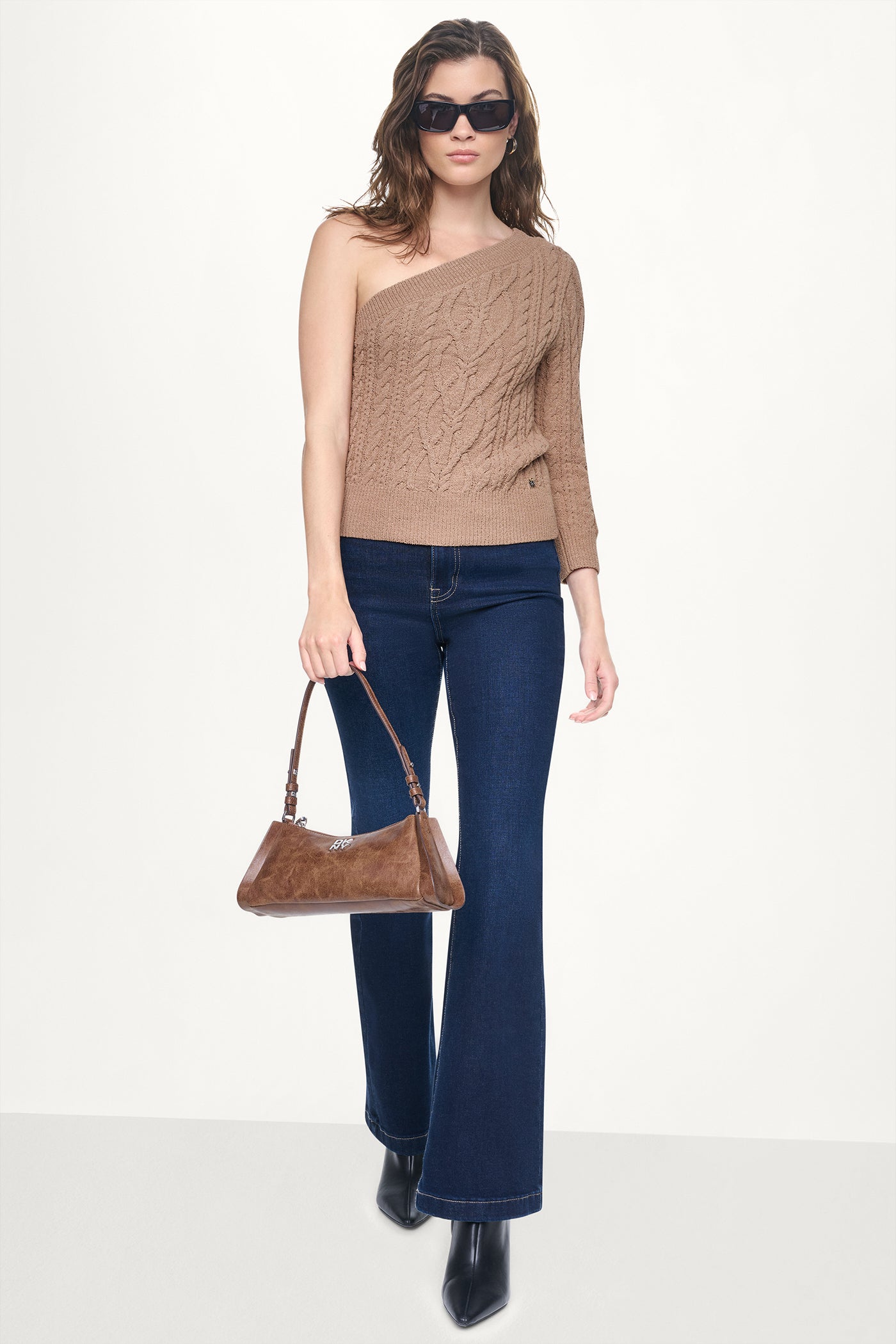 ONE SHOULDER CABLE KNIT SWEATER VIEW 7 | july