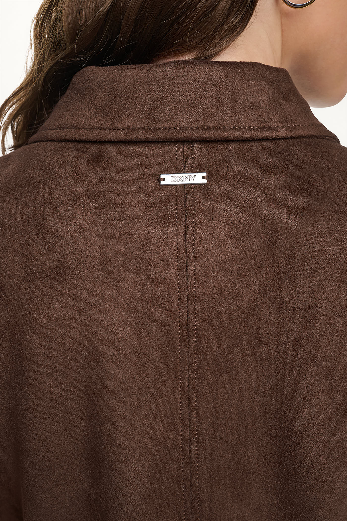 COLLARED FAUX SUEDE DRESS VIEW 2