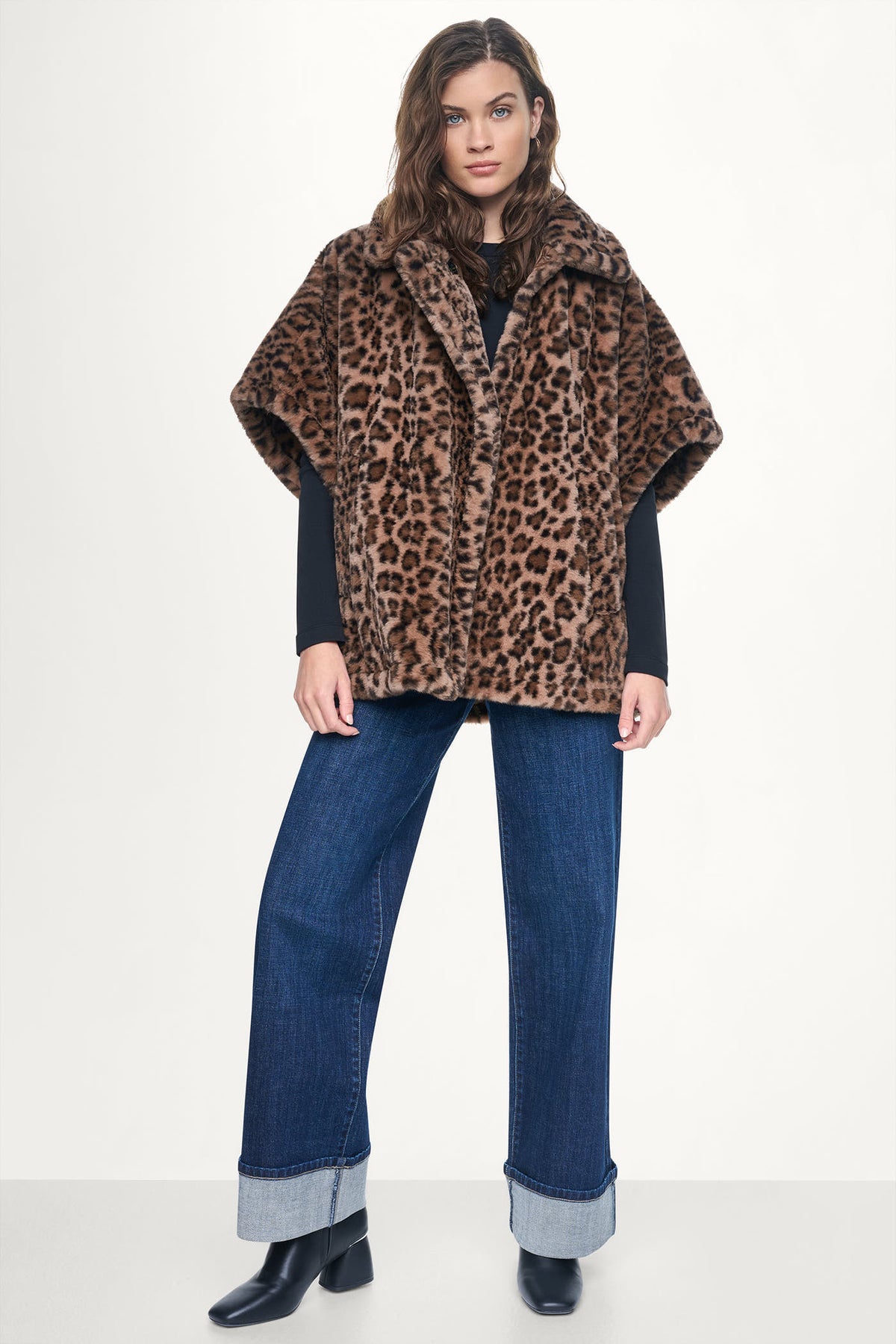 ASYMMETRICAL FAUX FUR PONCHO VIEW 2