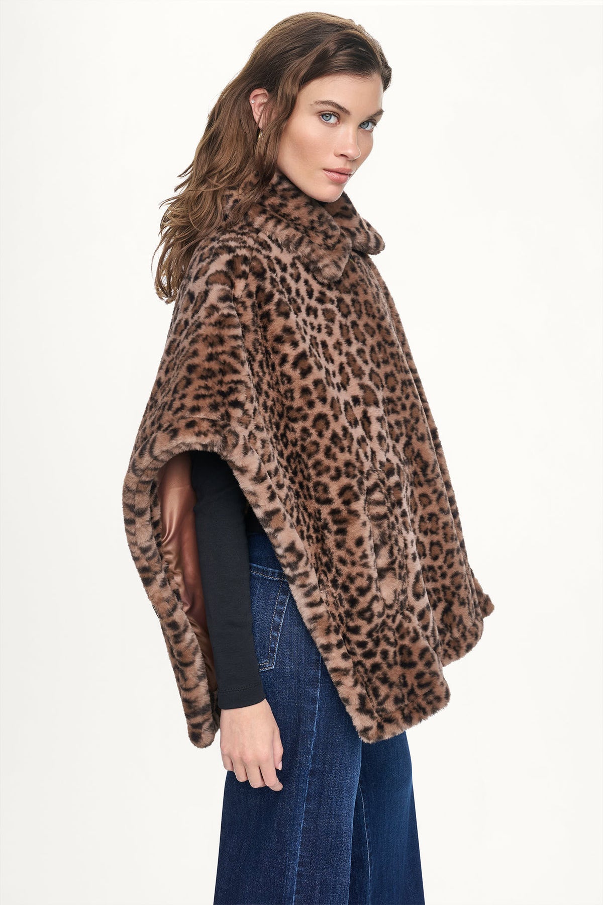 ASYMMETRICAL FAUX FUR PONCHO VIEW 2