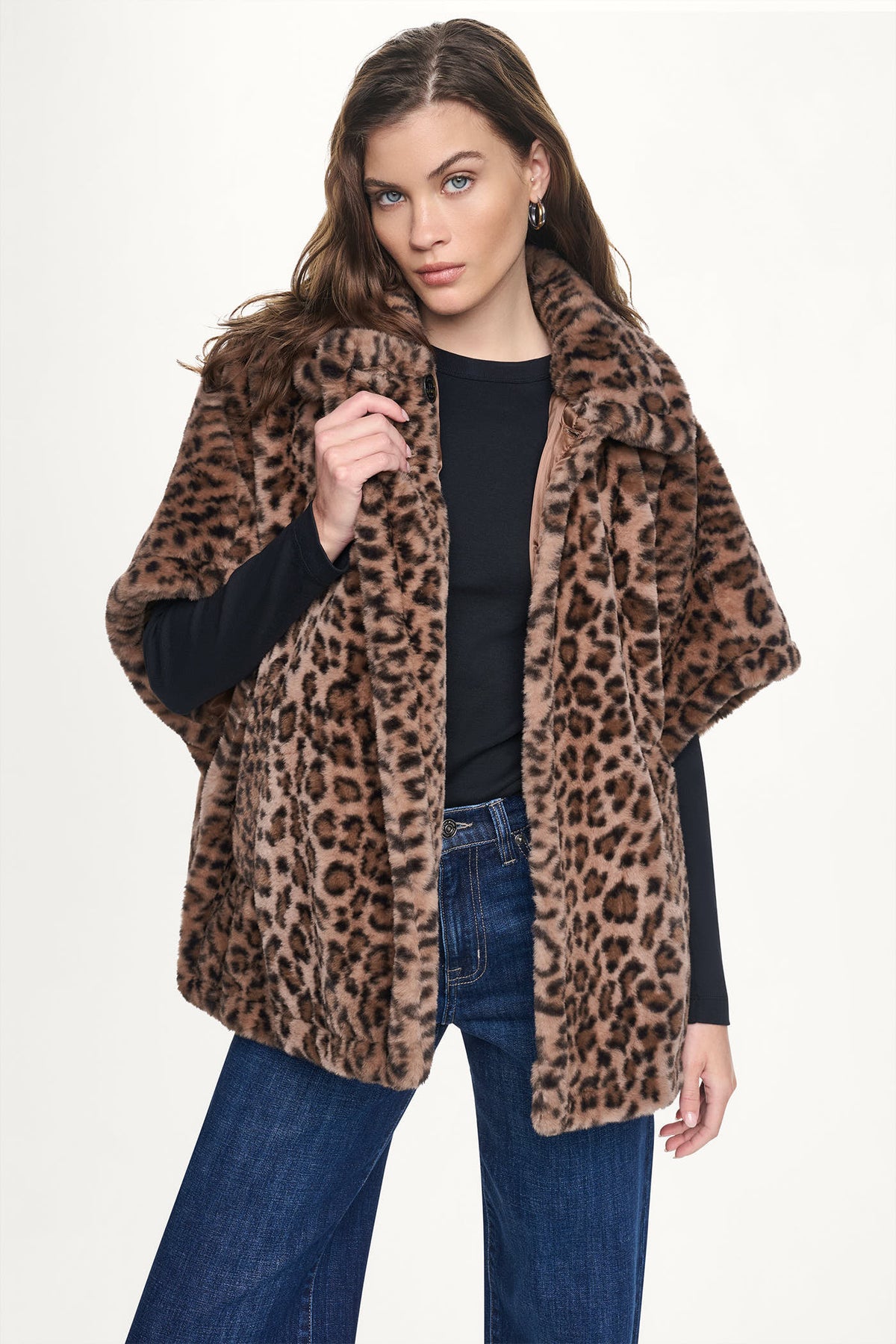 ASYMMETRICAL FAUX FUR PONCHO VIEW 2