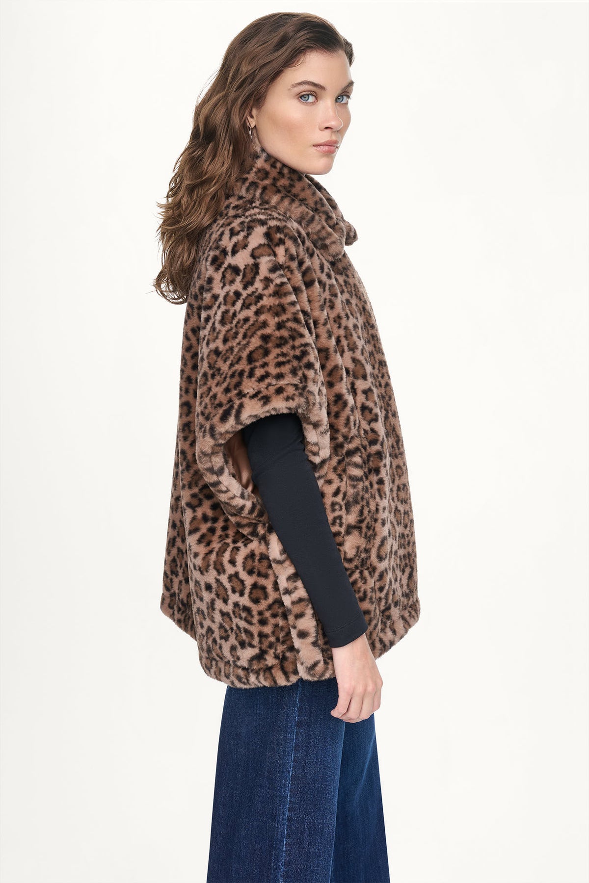 ASYMMETRICAL FAUX FUR PONCHO VIEW 2