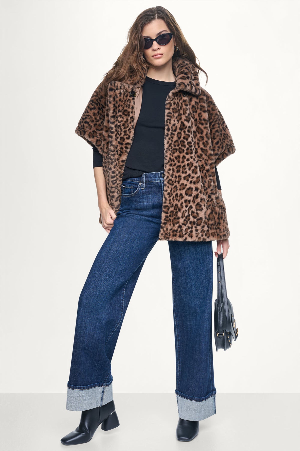 ASYMMETRICAL FAUX FUR PONCHO VIEW 1