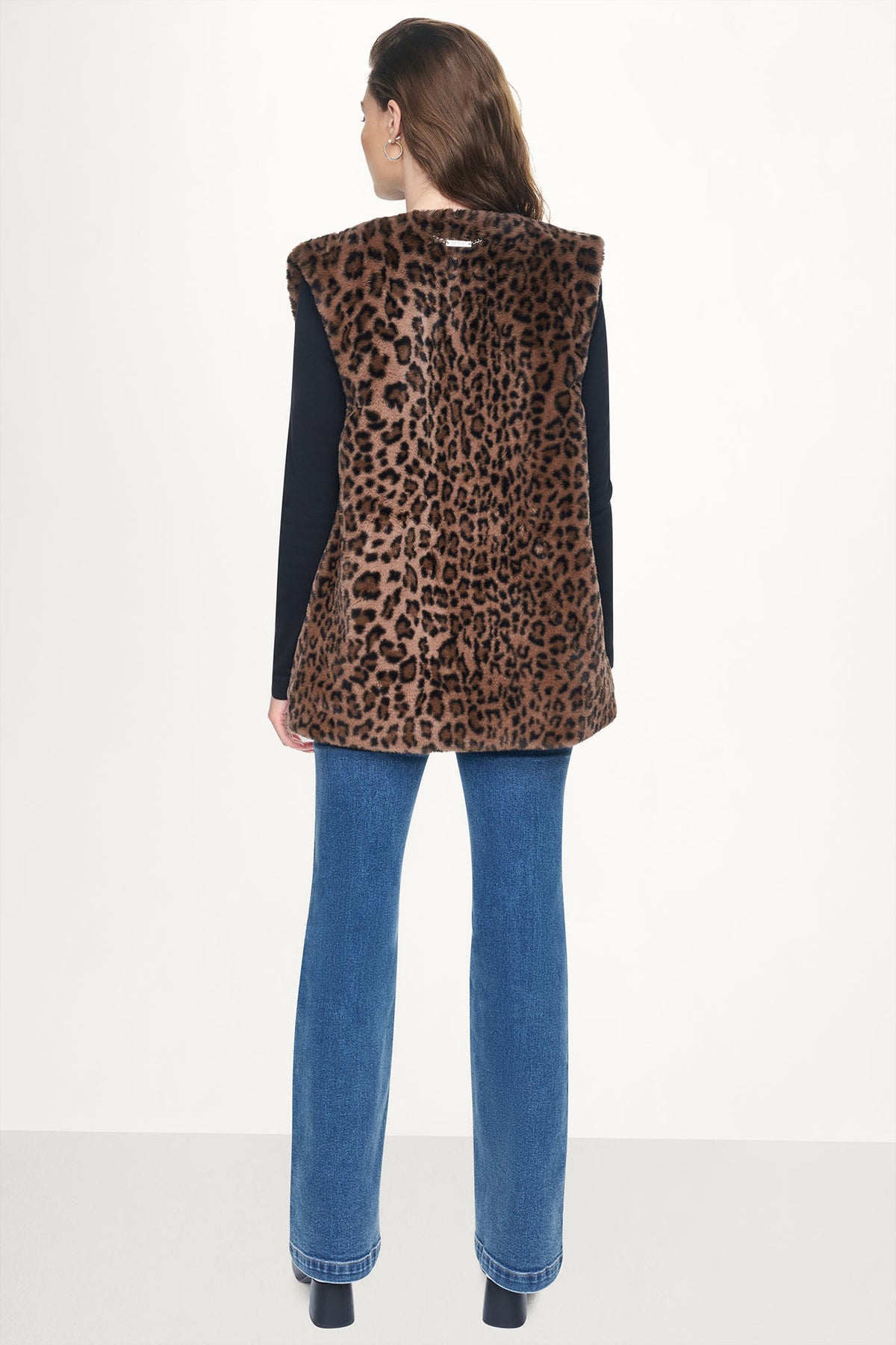 FAUX FUR COLLARLESS VEST VIEW 2