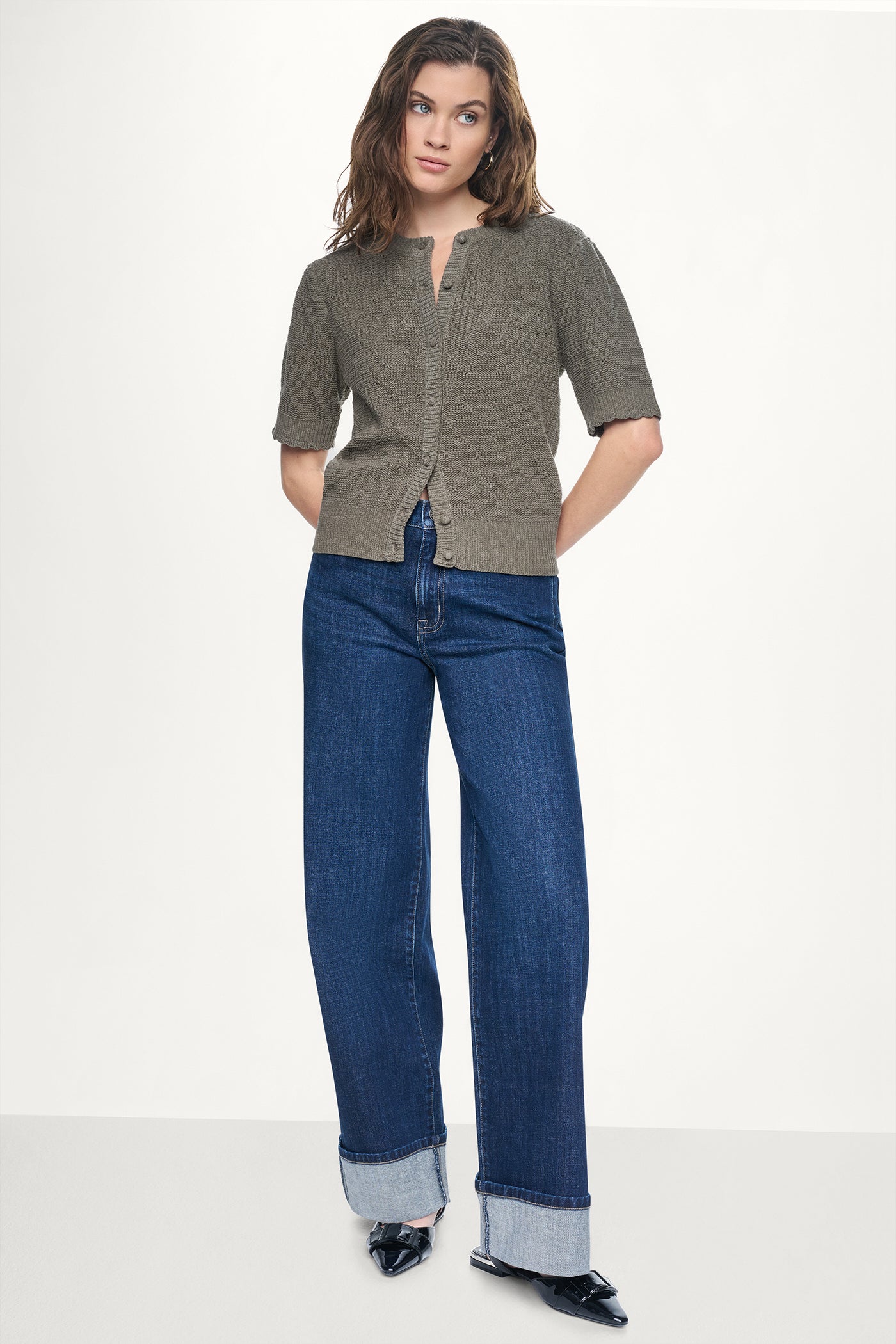 ELBOW SLEEVE CHENILLE CARDIGAN VIEW 8