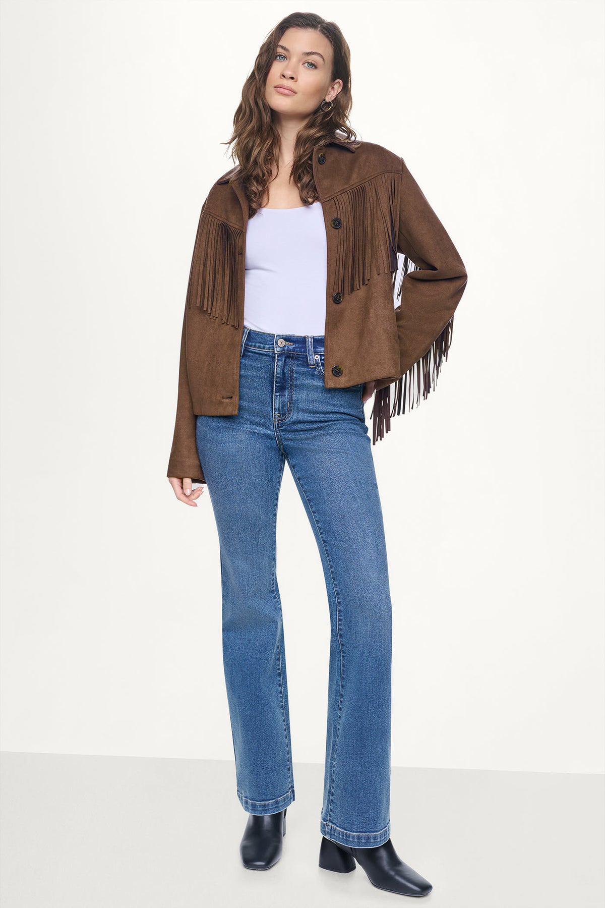 FAUX SUEDE FRINGE JACKET VIEW 2