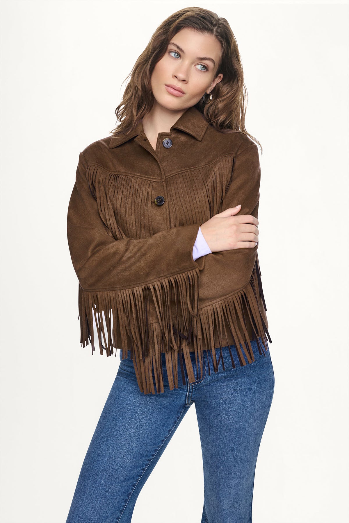 FAUX SUEDE FRINGE JACKET VIEW 2