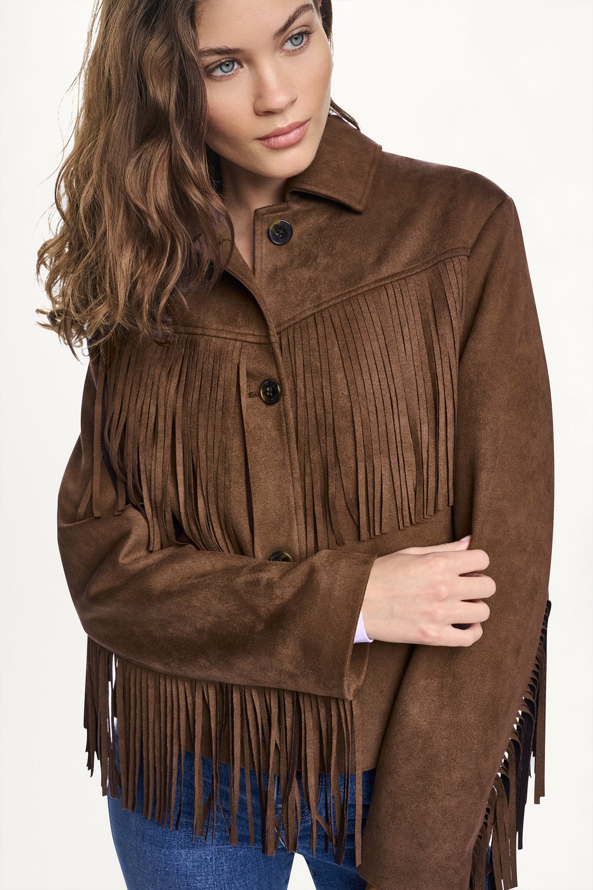 FAUX SUEDE FRINGE JACKET VIEW 2