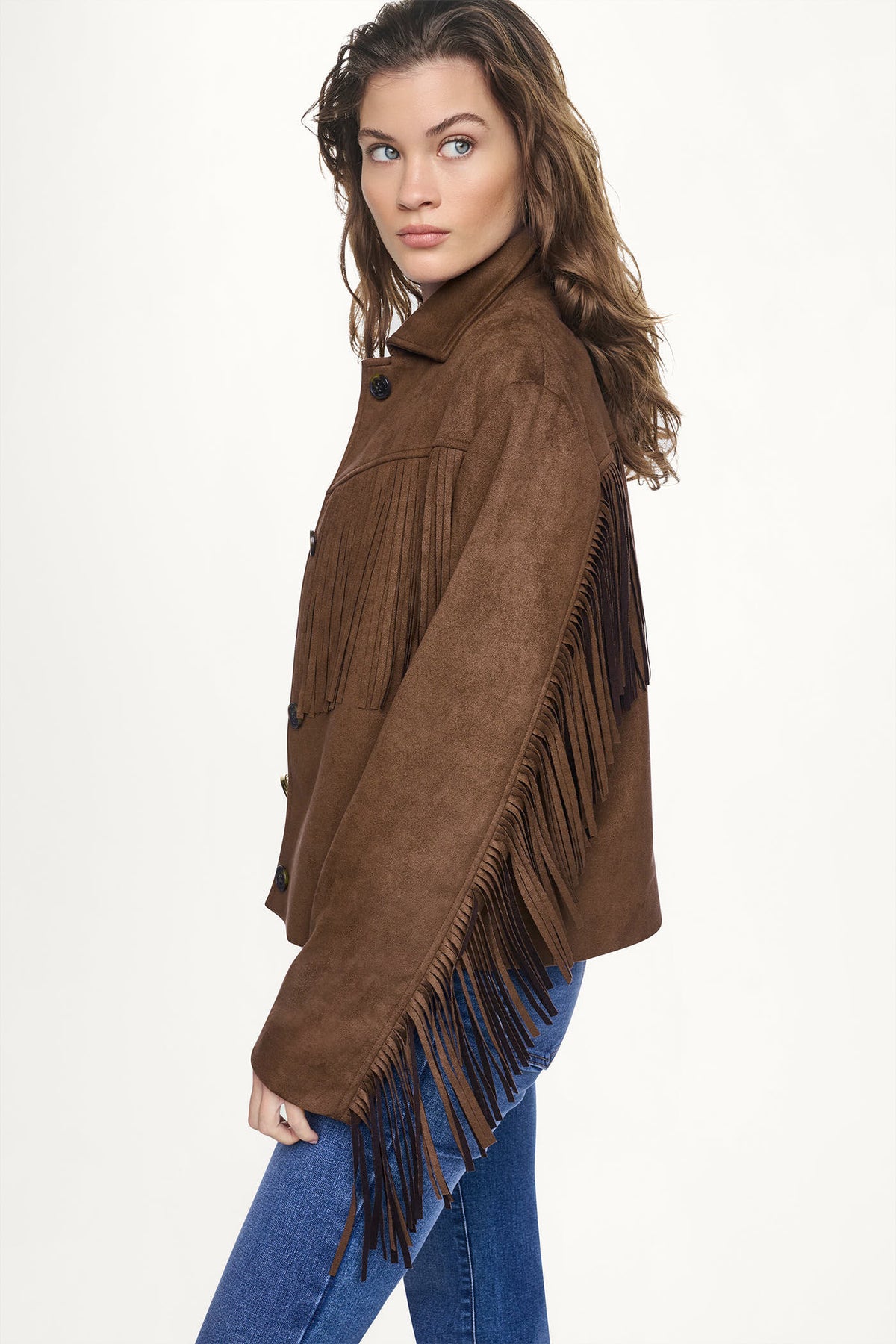 FAUX SUEDE FRINGE JACKET VIEW 2
