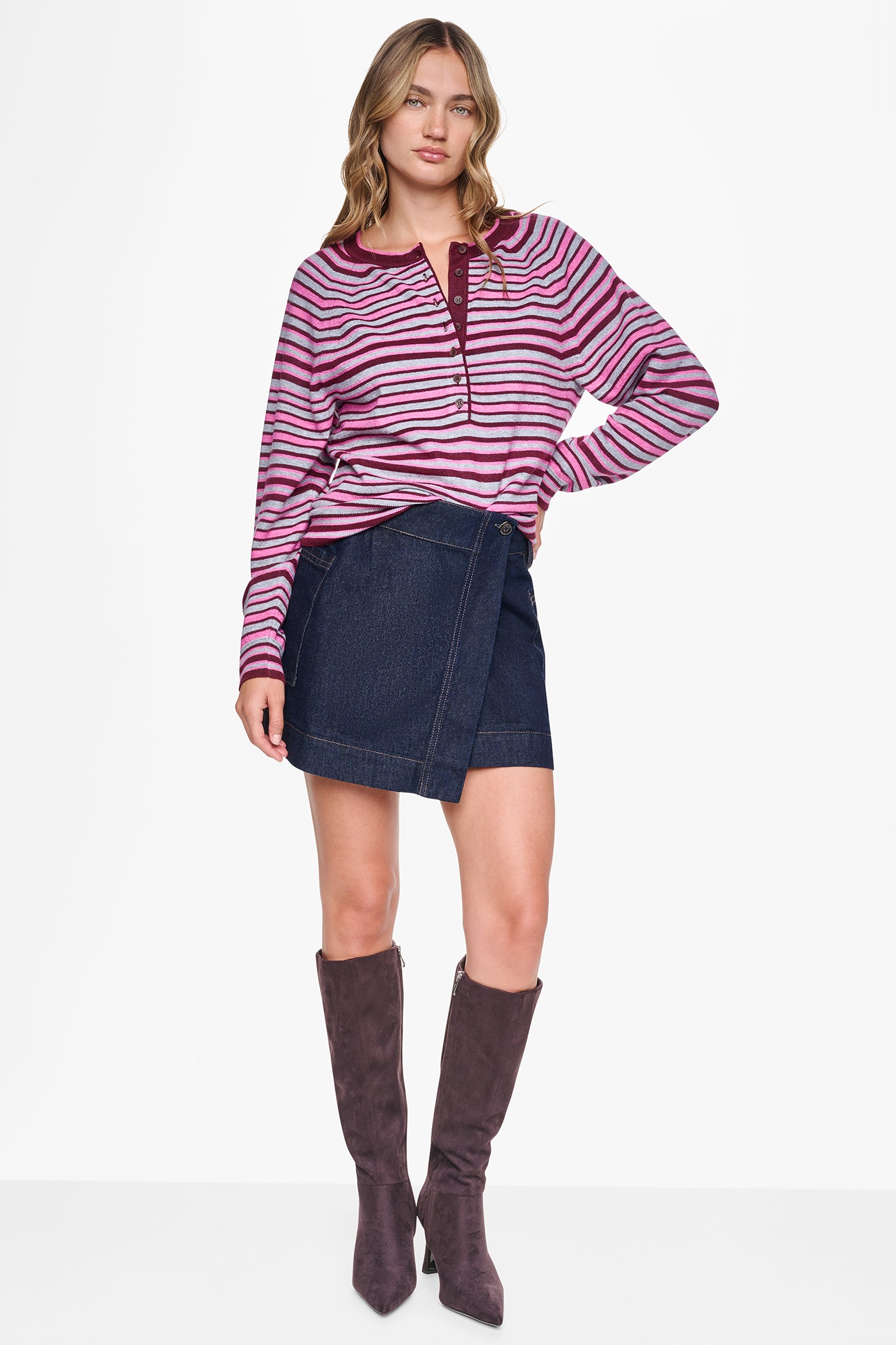 STRIPED HENLEY SWEATER VIEW 8 | New clothing