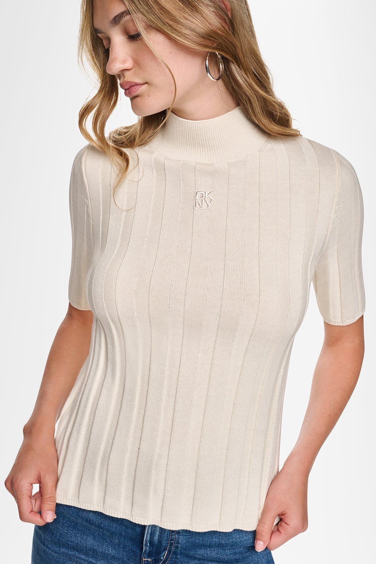 ELBOW SLEEVE WIDE RIB SWEATER VIEW 2