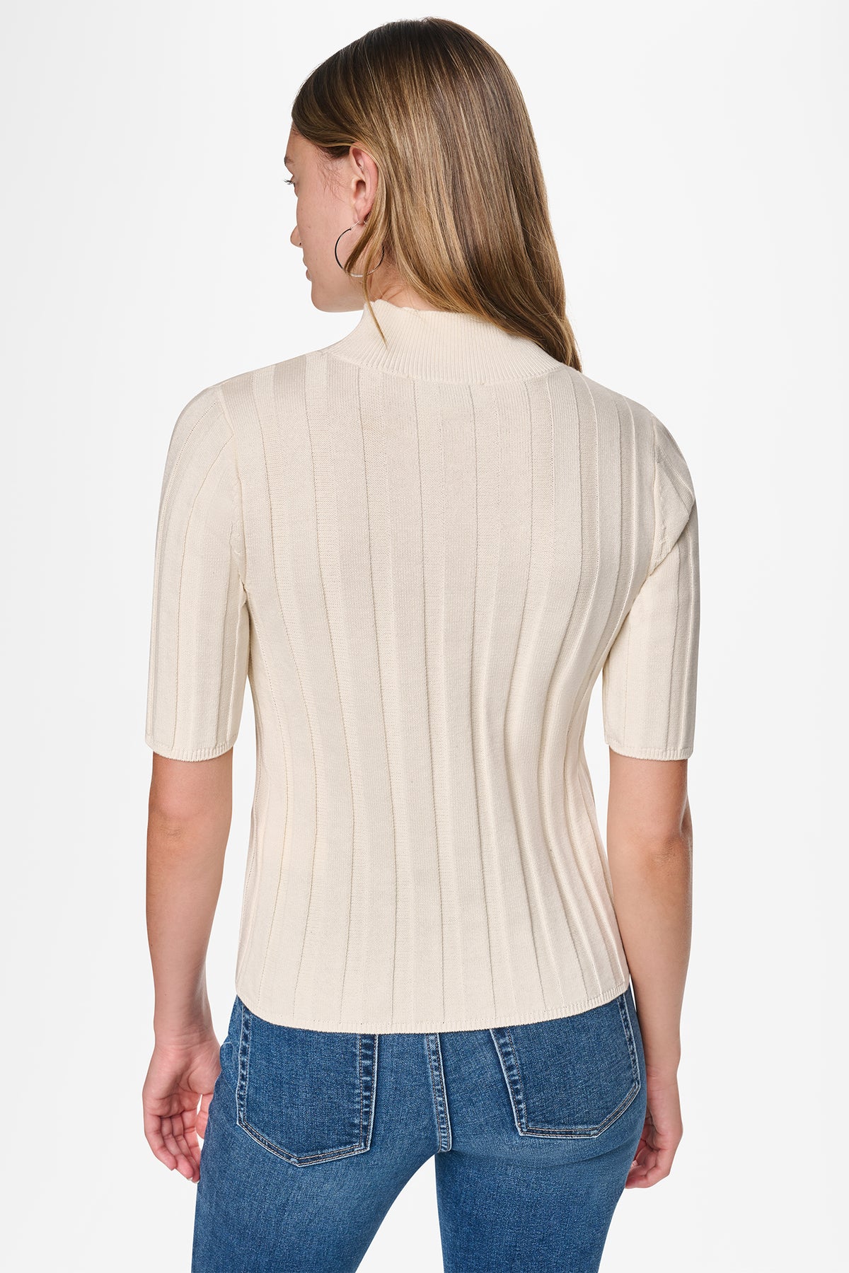 ELBOW SLEEVE WIDE RIB SWEATER VIEW 2