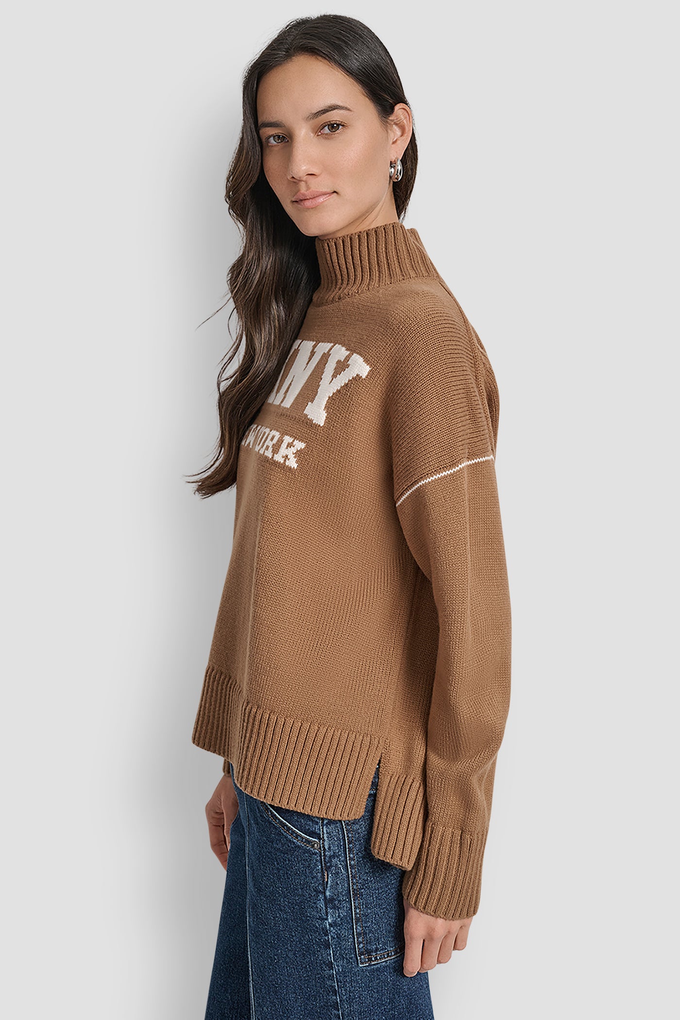 LOGO INTARSIA MOCK-NECK SWEATER VIEW 3 | Clothing