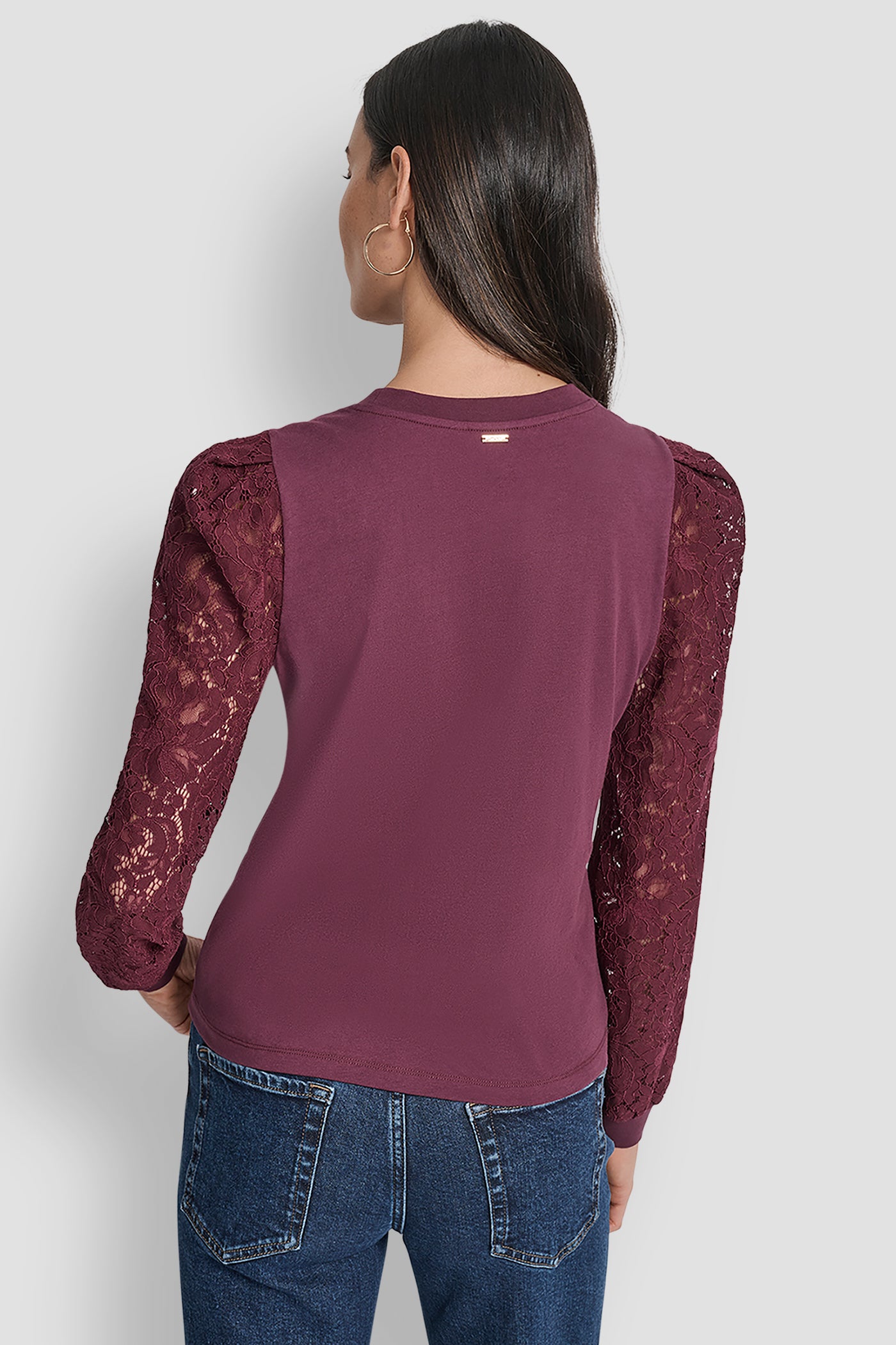 LACE PUFF LONG SLEEVE CREW NECK TEE VIEW 3 | New Arrivals