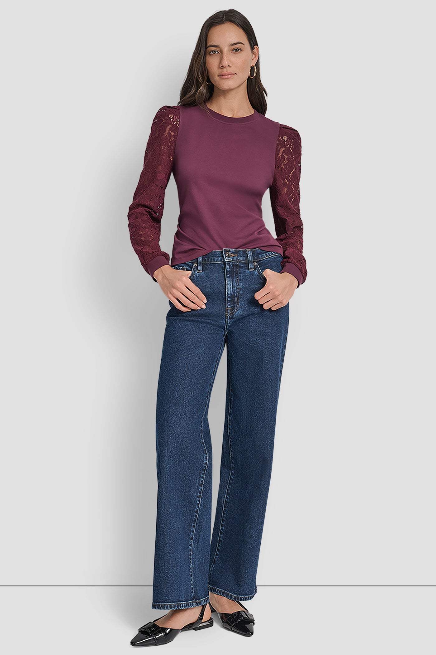 LACE PUFF LONG SLEEVE CREW NECK TEE VIEW 6 | New Arrivals