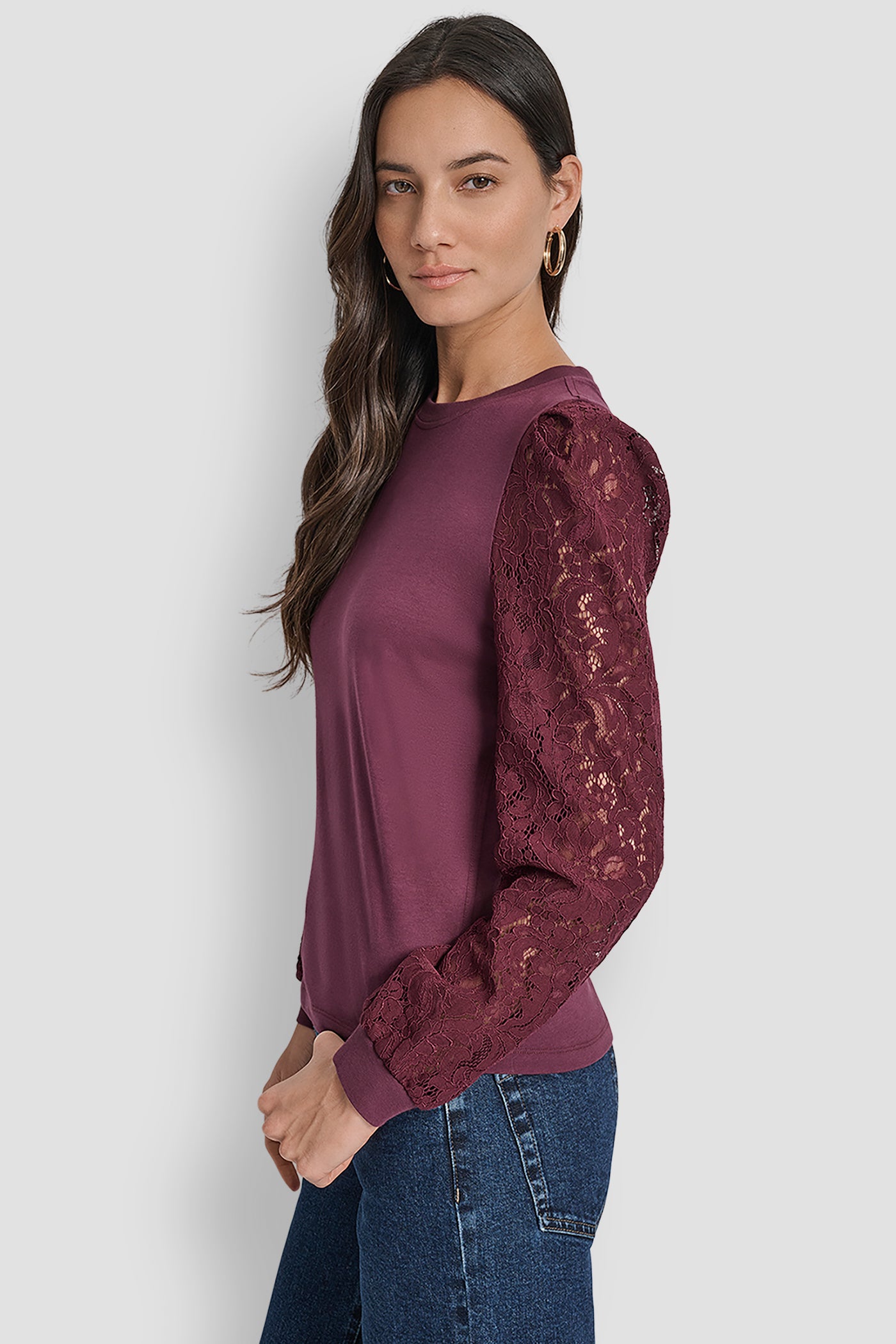LACE PUFF LONG SLEEVE CREW NECK TEE VIEW 5 | New Arrivals