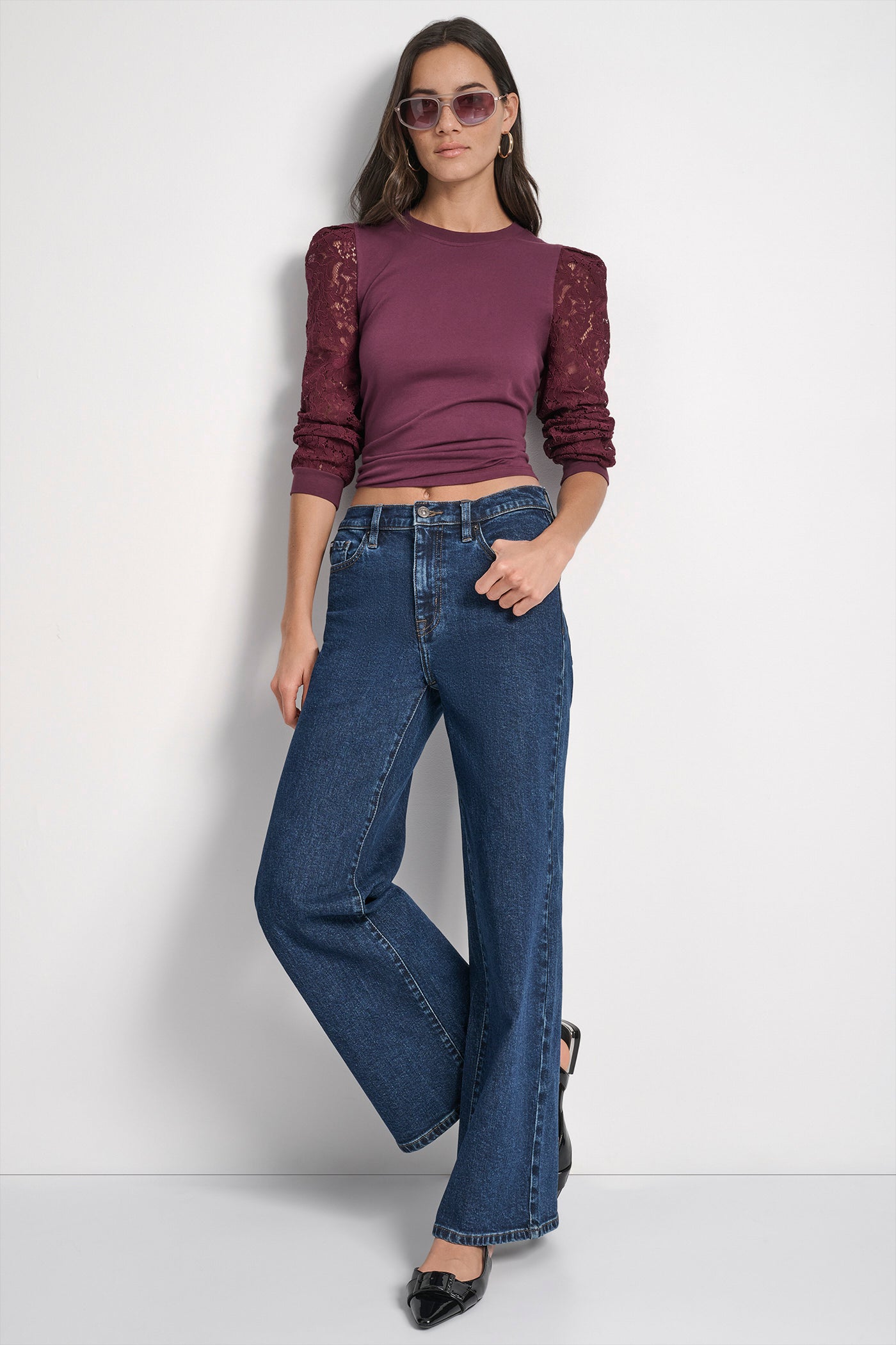 LACE PUFF LONG SLEEVE CREW NECK TEE VIEW 7 | New Arrivals