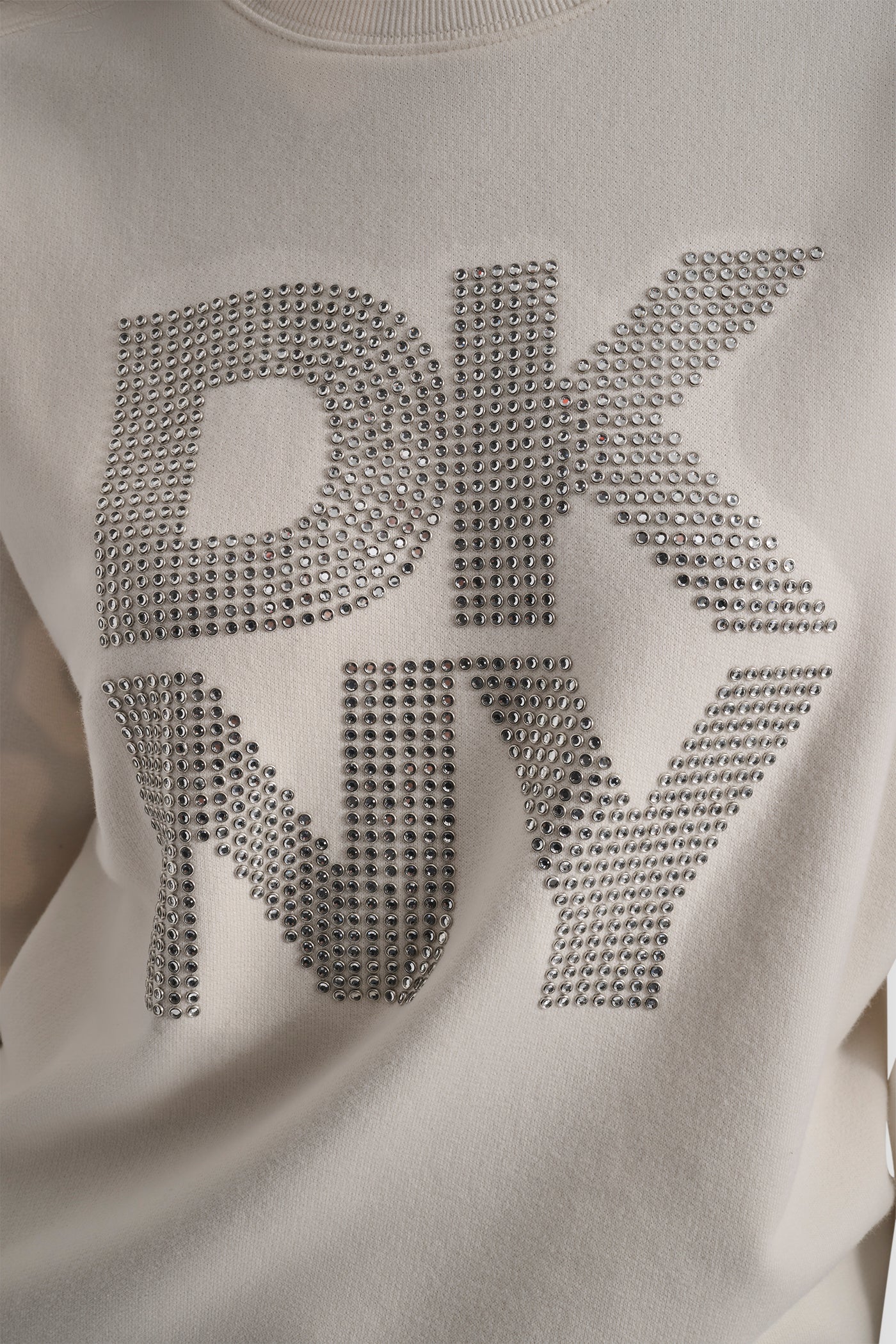 DKNY STACKED METAL RIM RHINESTONE LOGO CREW NECK VIEW 4 | New Arrivals