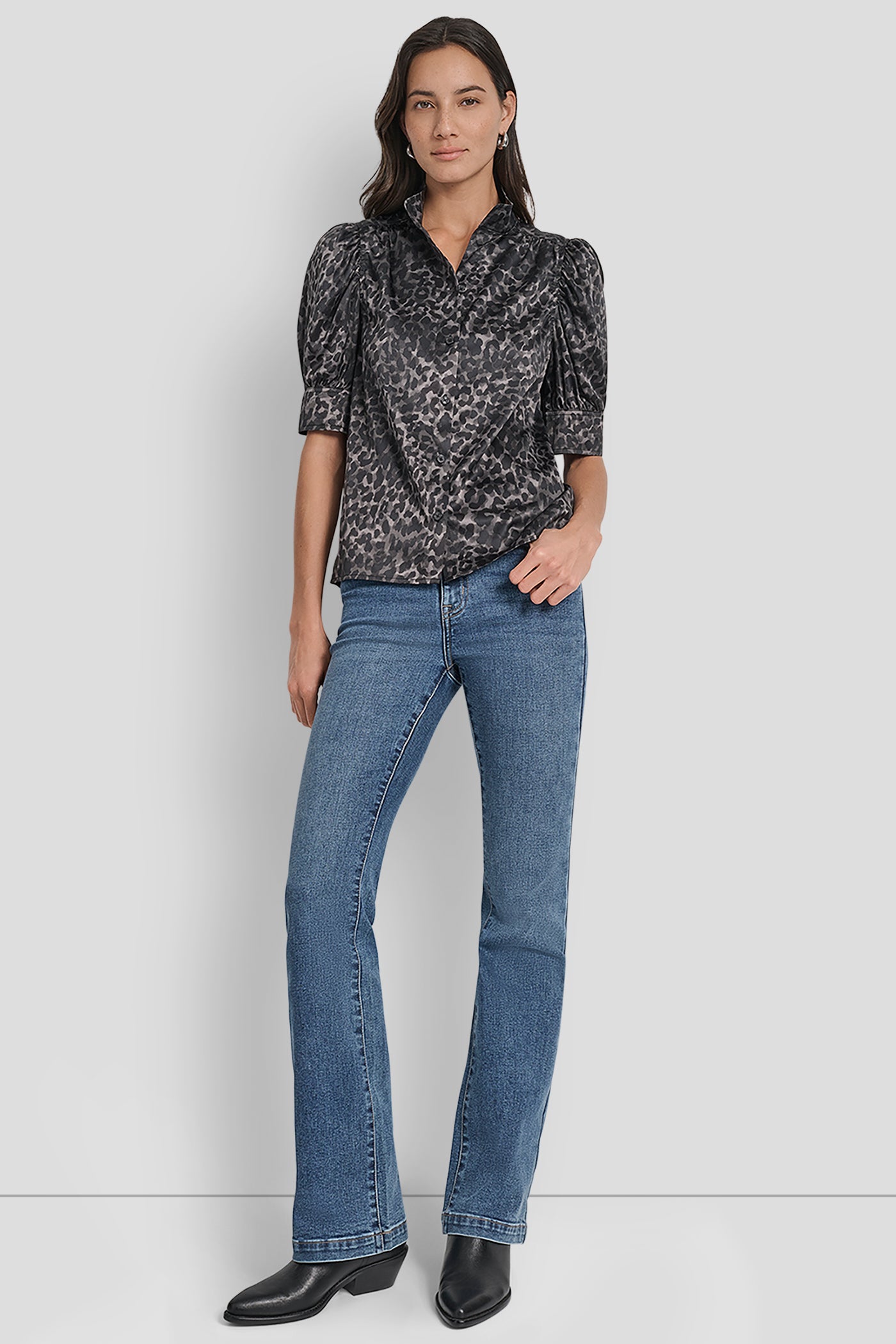 DISGUISE BLACK PUFF SLEEVE SHIRT, BACK VIEW | New Arrivals