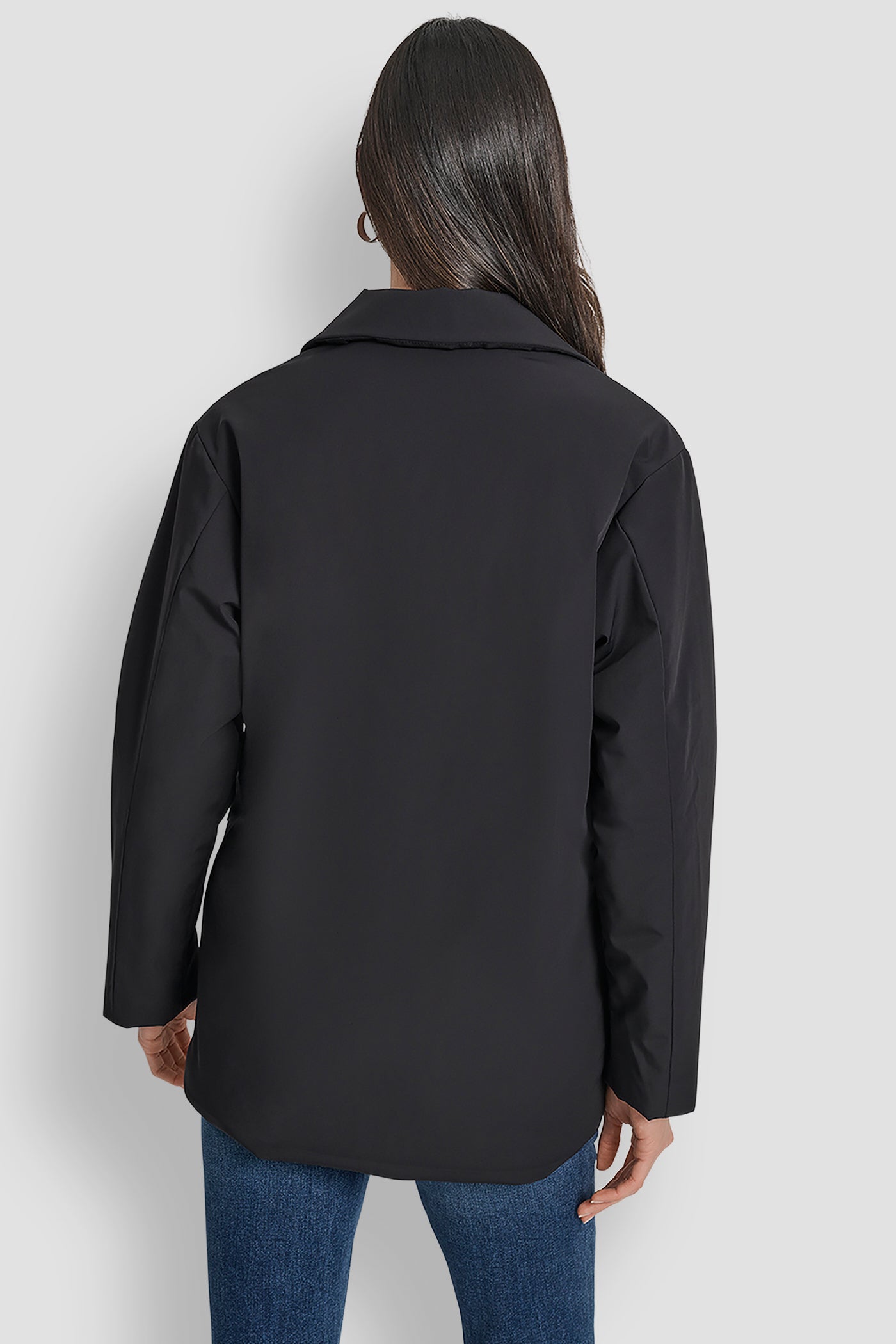 Black BLAZER STYLE PUFFER JACKET, BACK VIEW | WOMENS COATS & JACKETS