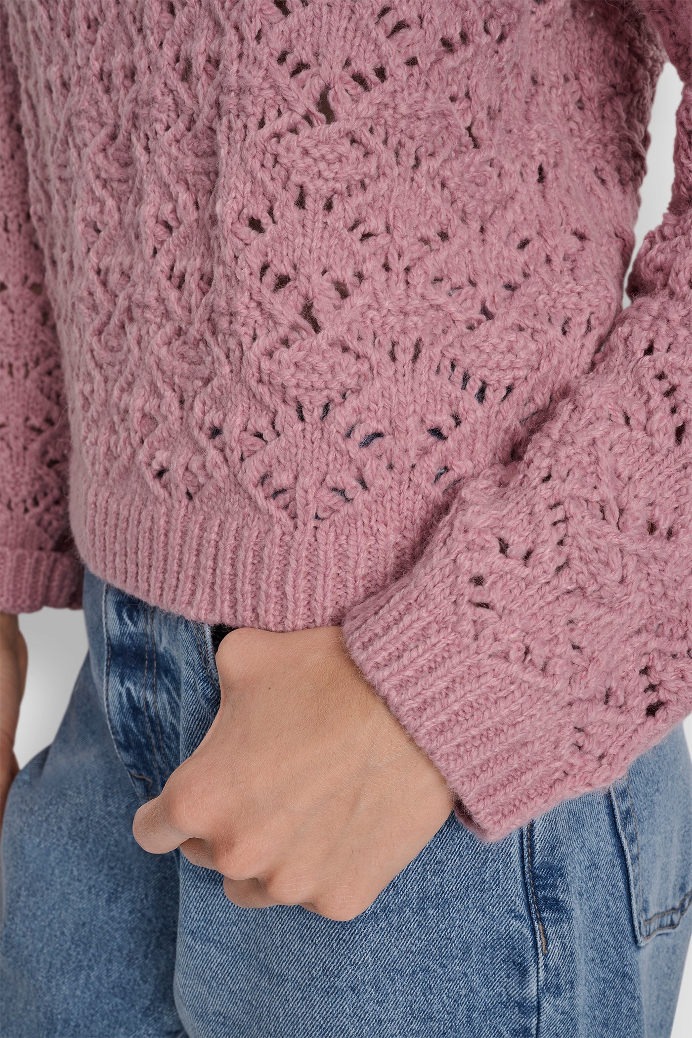POINTELLE STITCH LONG SLEEVE CREW NECK SWEATER VIEW 5 | New Arrivals