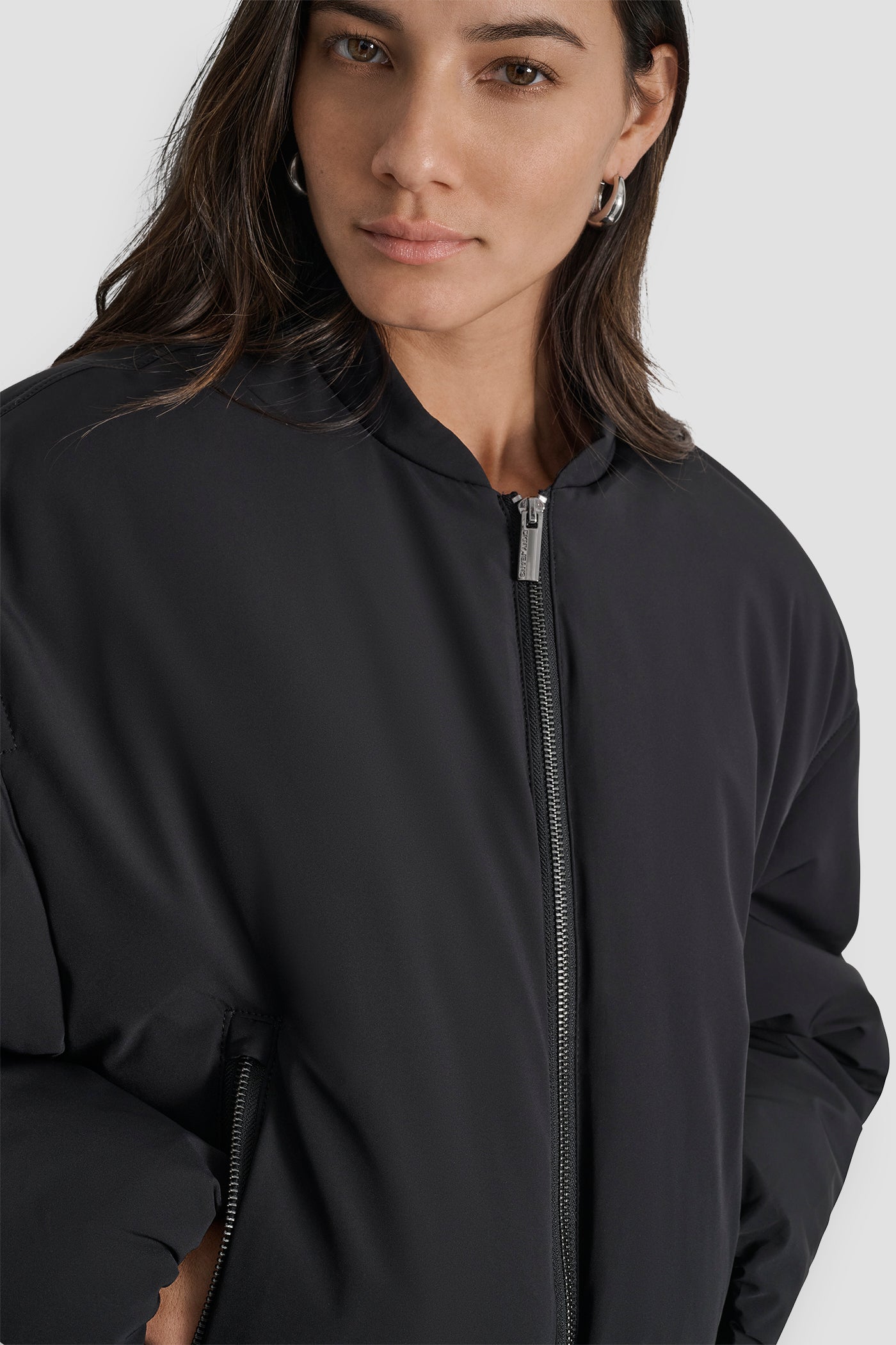 MATTE NYLON BOMBER STYLE JACKET VIEW 5 | WOMENS COATS & JACKETS