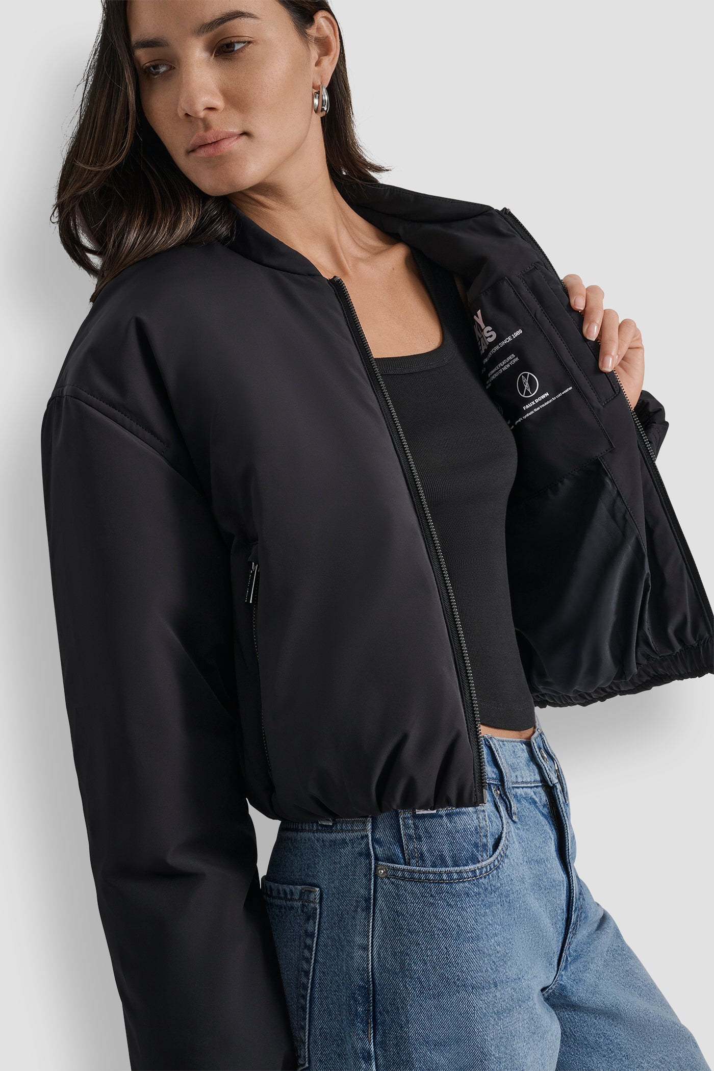 MATTE NYLON BOMBER STYLE JACKET VIEW 4 | WOMENS COATS & JACKETS