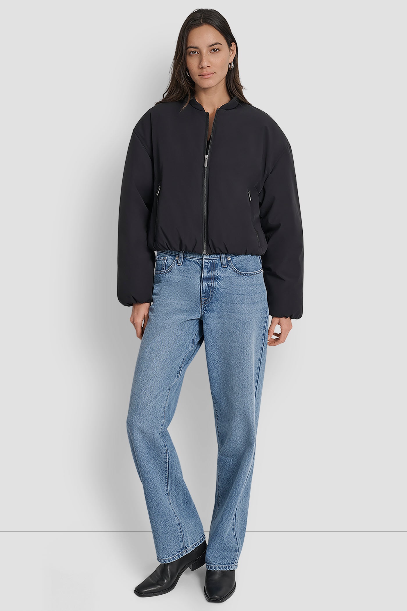 MATTE NYLON BOMBER STYLE JACKET VIEW 8 | WOMENS COATS & JACKETS