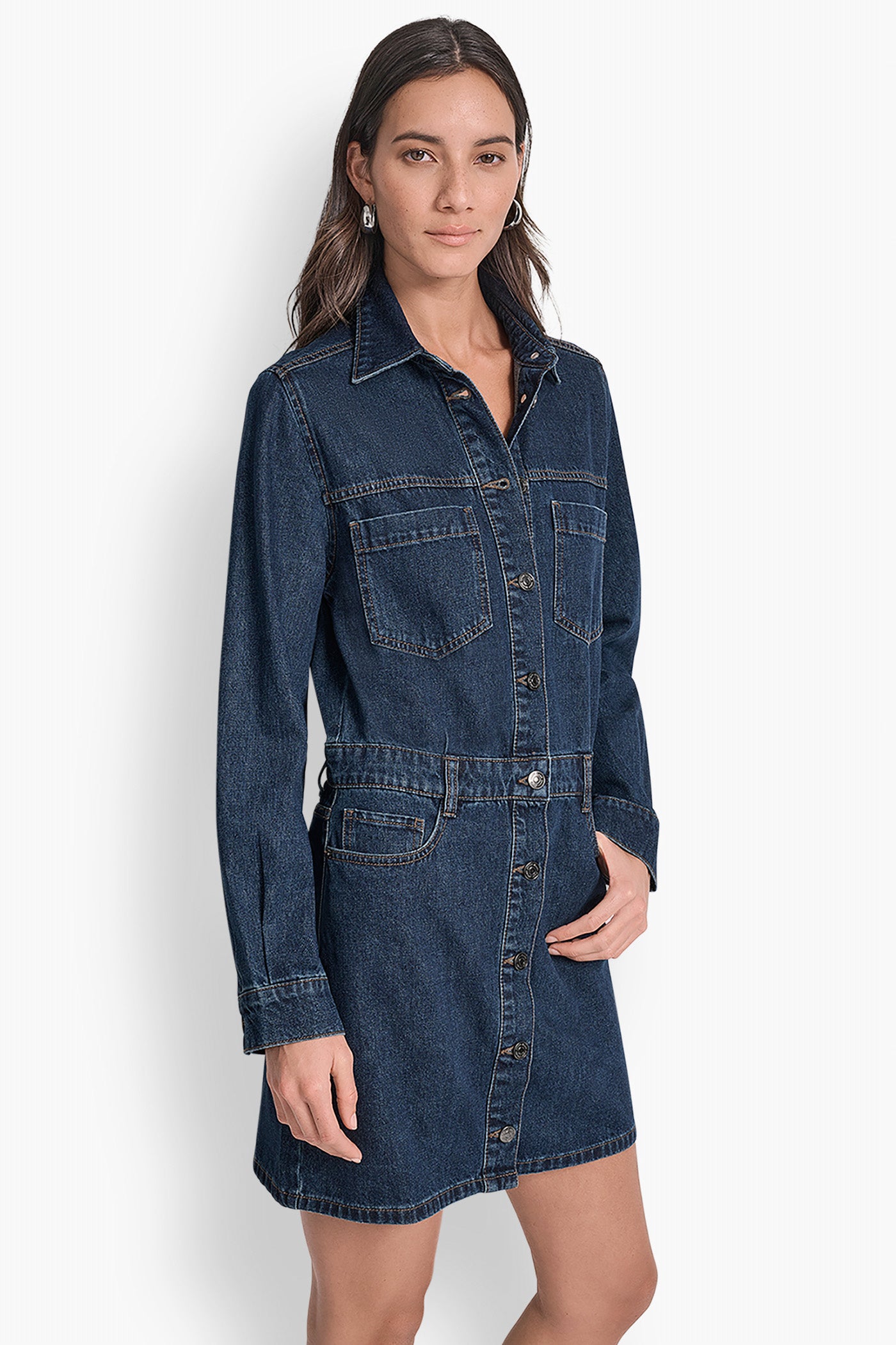 DENIM MINI SHIRT DRESS VIEW 3 | Dresses & Jumpsuits