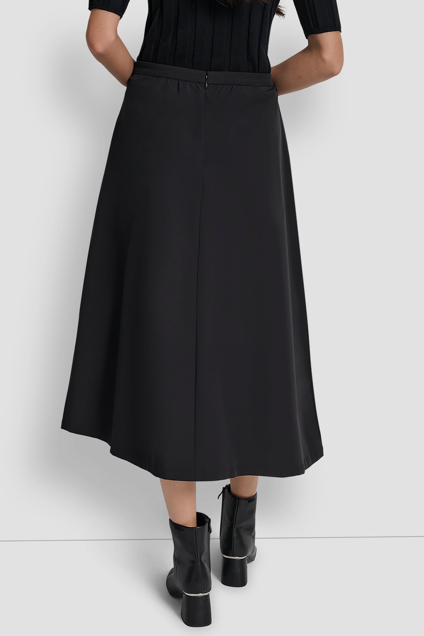 Black HIGH WAIST CIRCLE SKIRT, BACK VIEW | Skirts