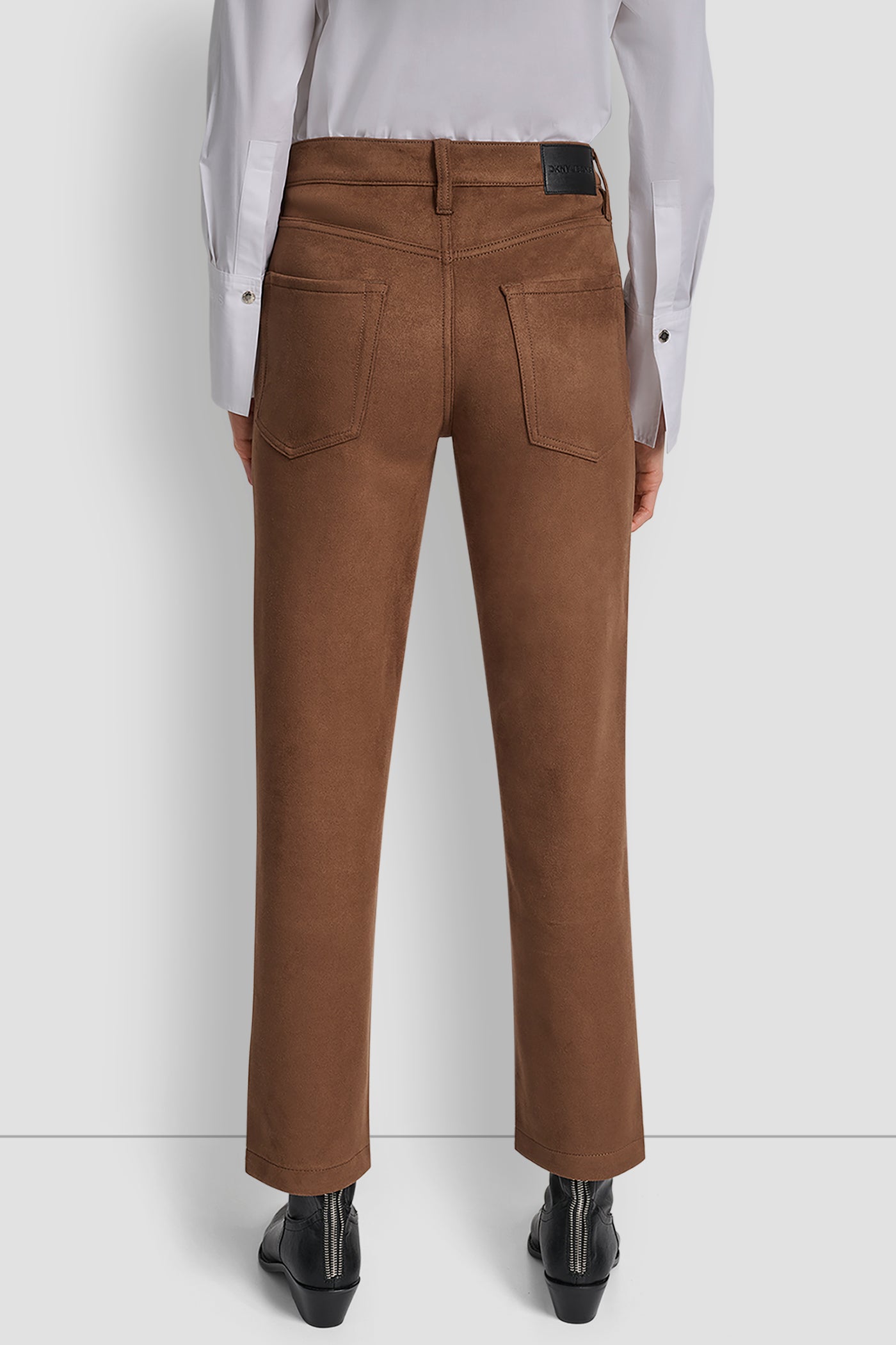 BURNT SUGAR MID RISE CLASSIC STRAIGHT 29 INCH INSEAM, BACK VIEW | New Arrivals