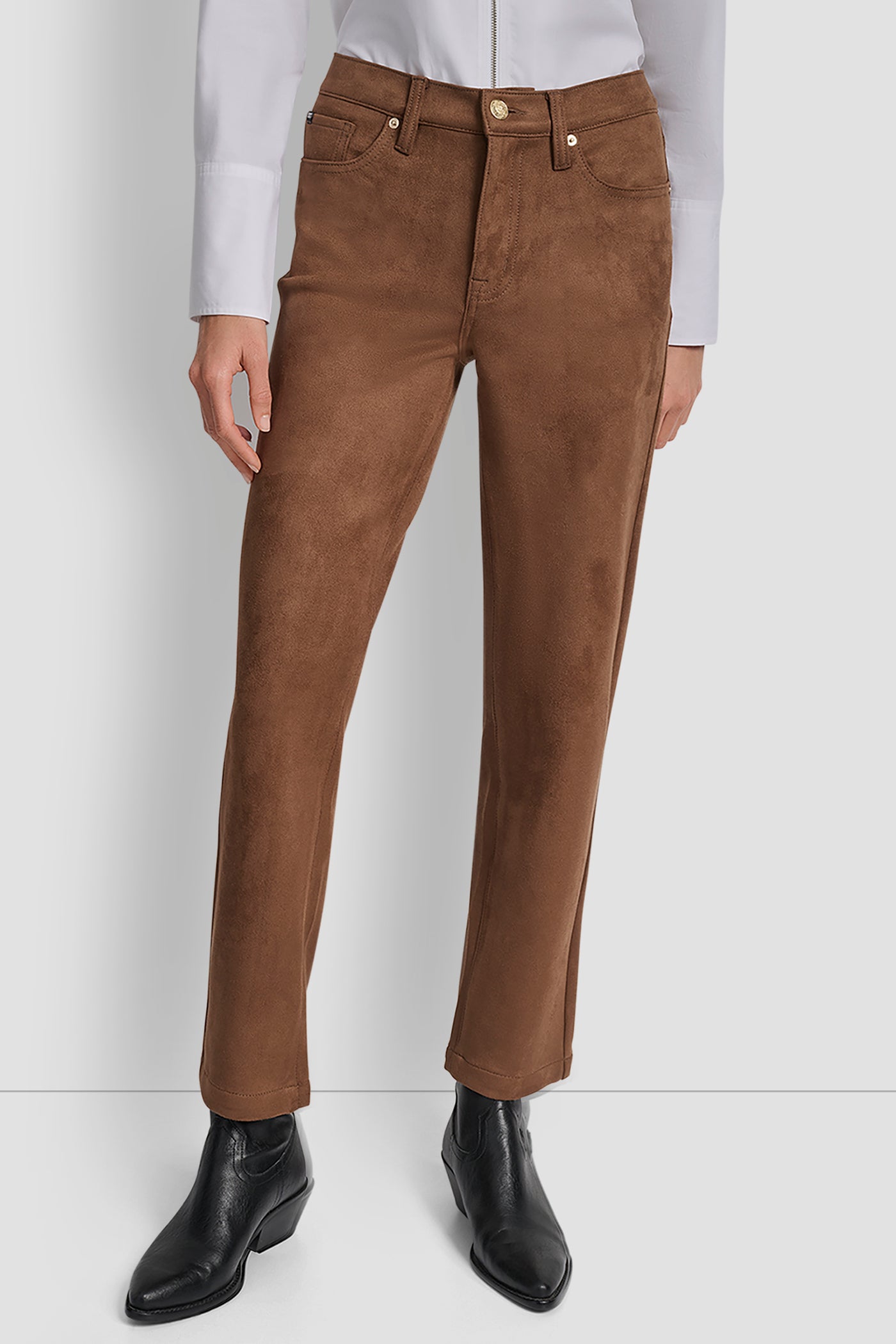 BURNT SUGAR MID RISE CLASSIC STRAIGHT 29 INCH INSEAM, FRONT VIEW | New Arrivals