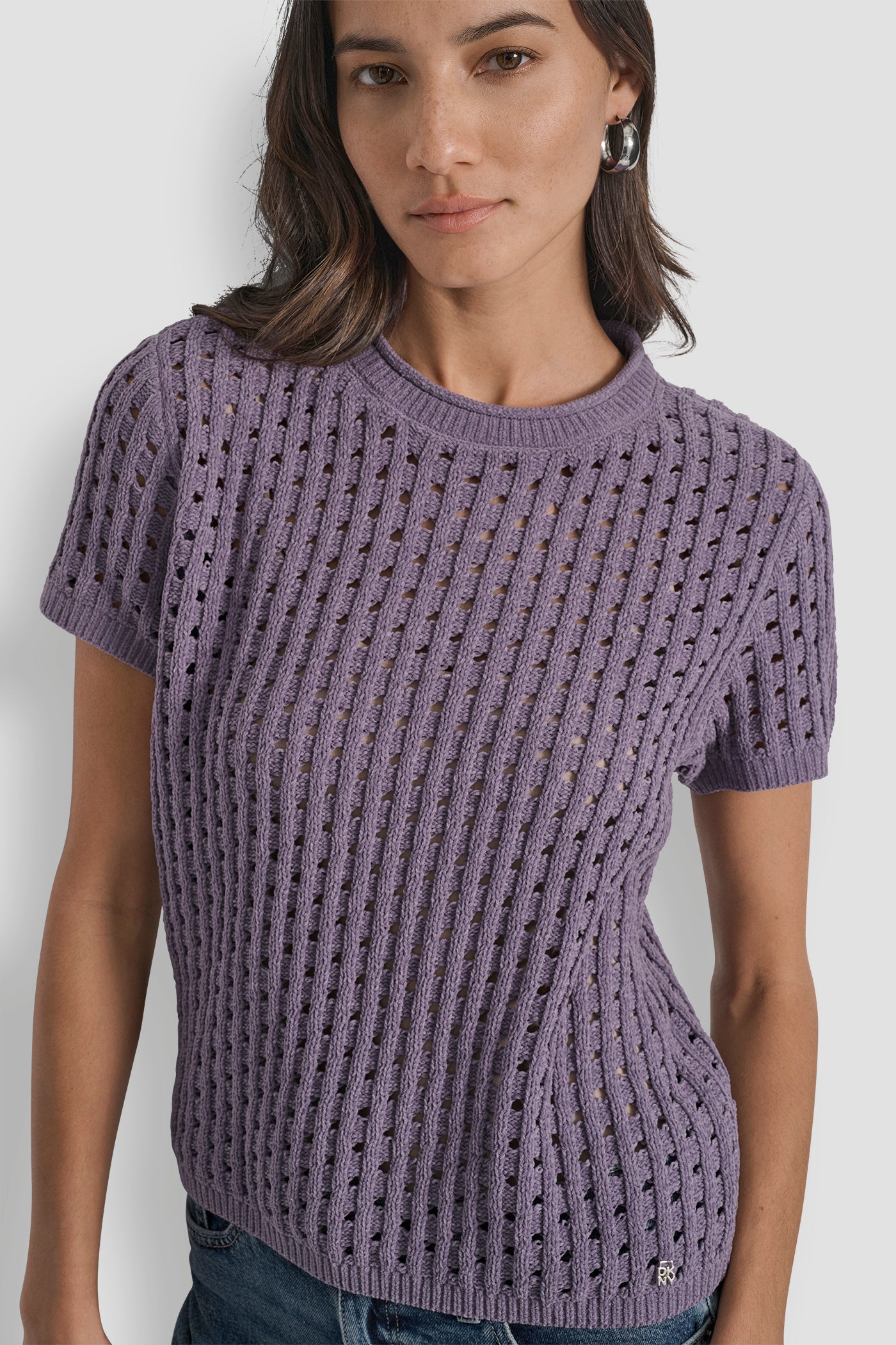 OPEN STITCH CREW NECK SHORT SLEEVE SWEATER VIEW 5 | Clothing
