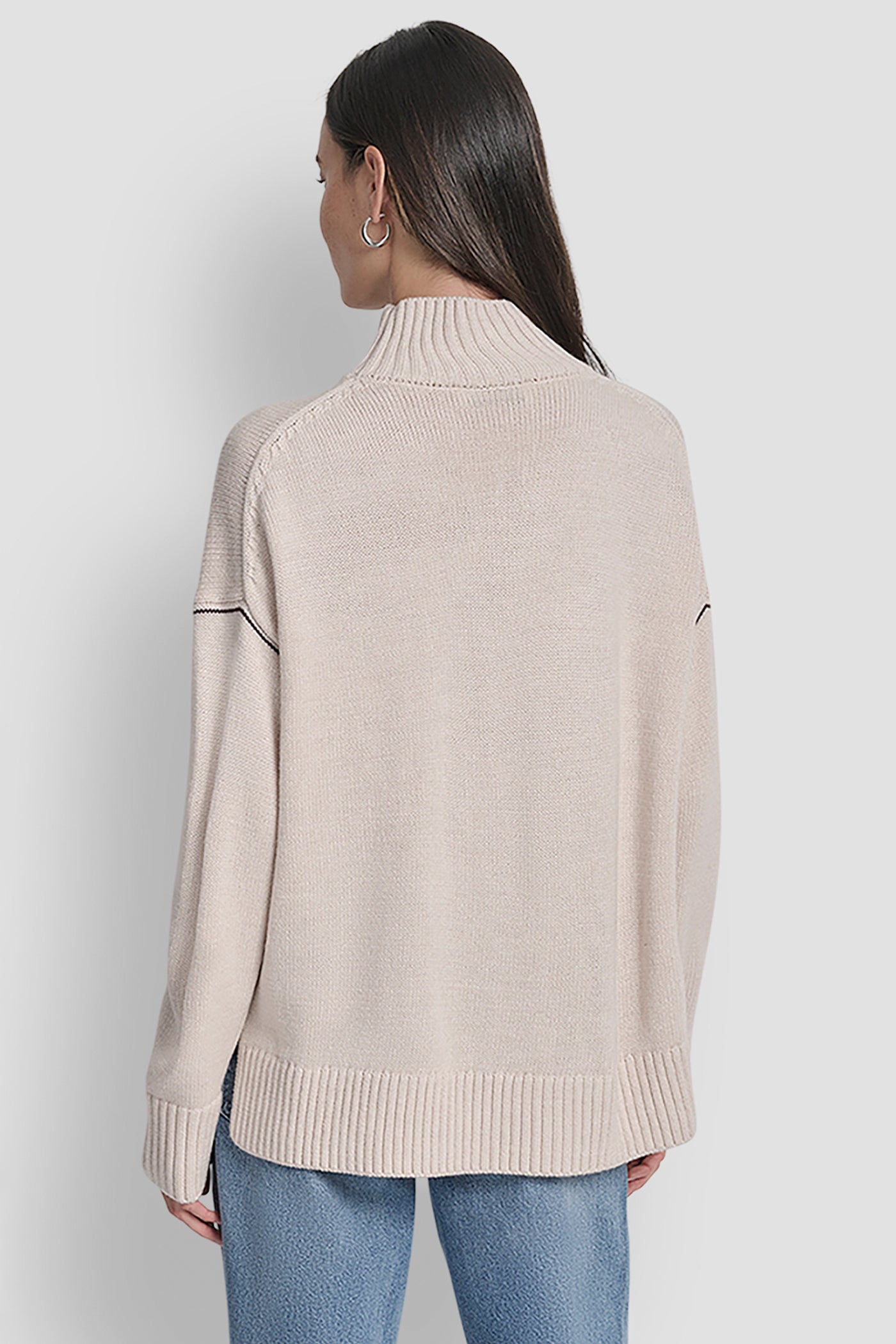 Cortado Heather/Black LOGO INTARSIA MOCK-NECK SWEATER, BACK VIEW | All Products