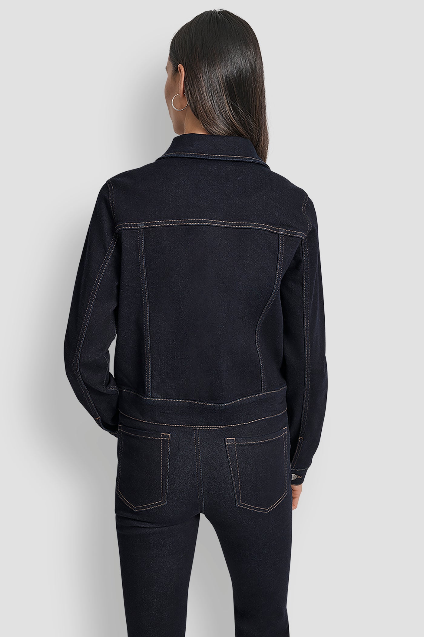 BANKERS INK TRUCKER JACKET, BACK VIEW | WOMENS COATS & JACKETS